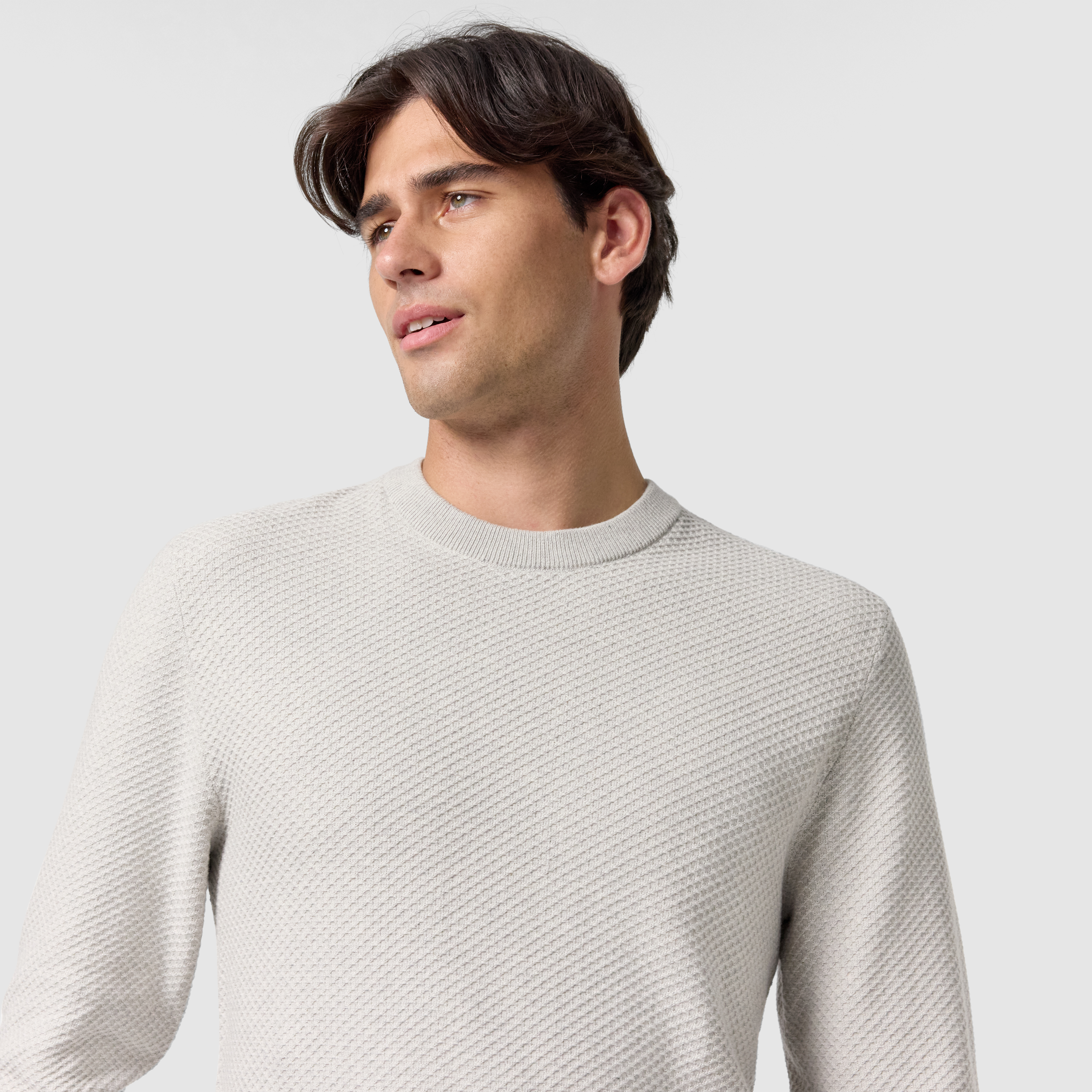 Ice Grey Latham Cotton Crew Neck Knit