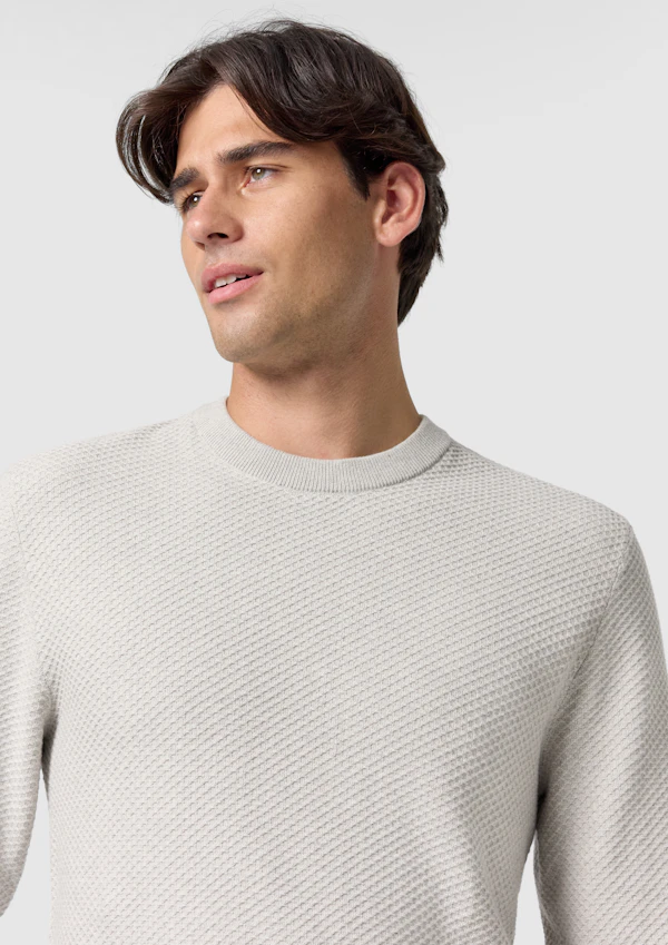 Ice Grey Latham Cotton Crew Neck Knit