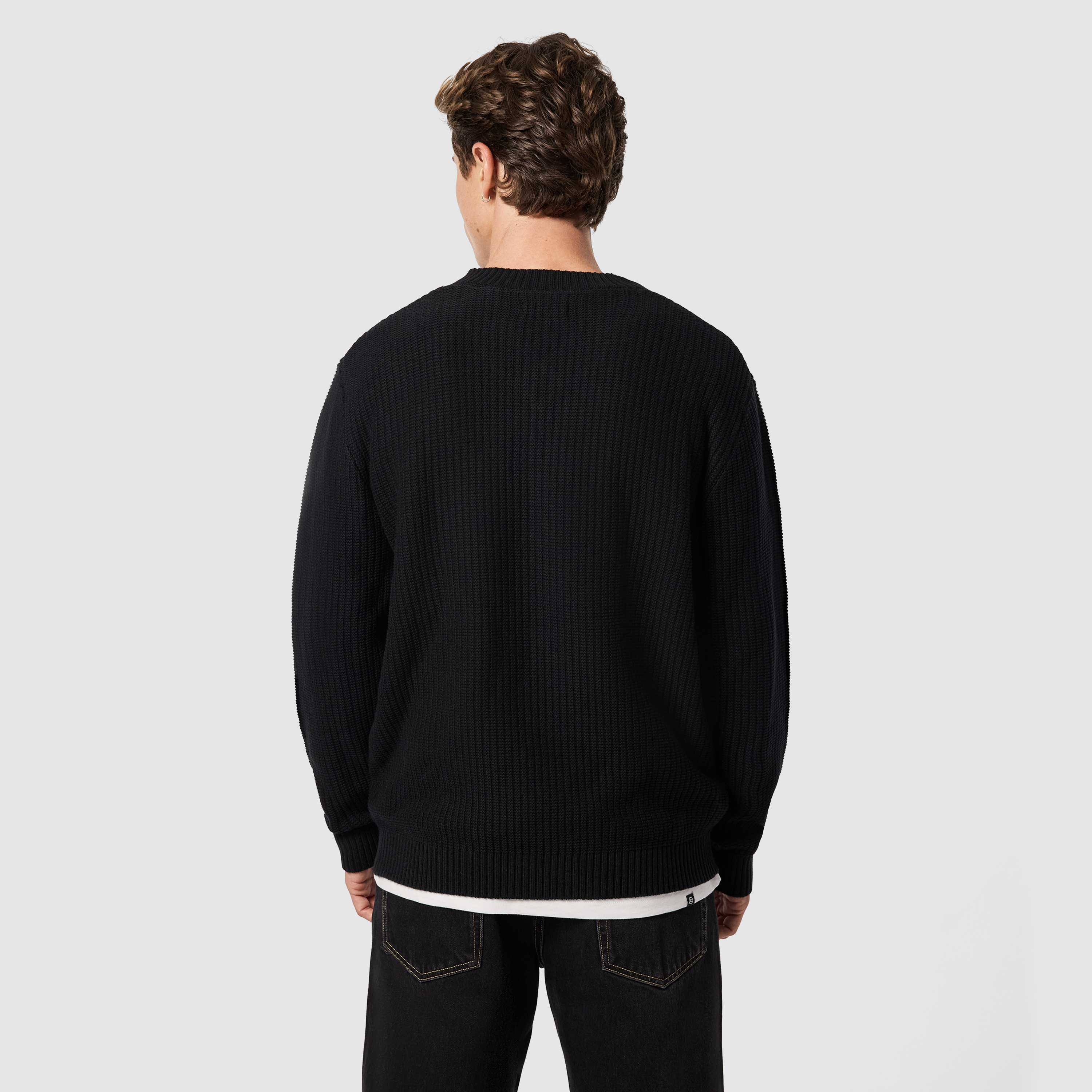 Black Cobain Cotton Blend V Neck Knit