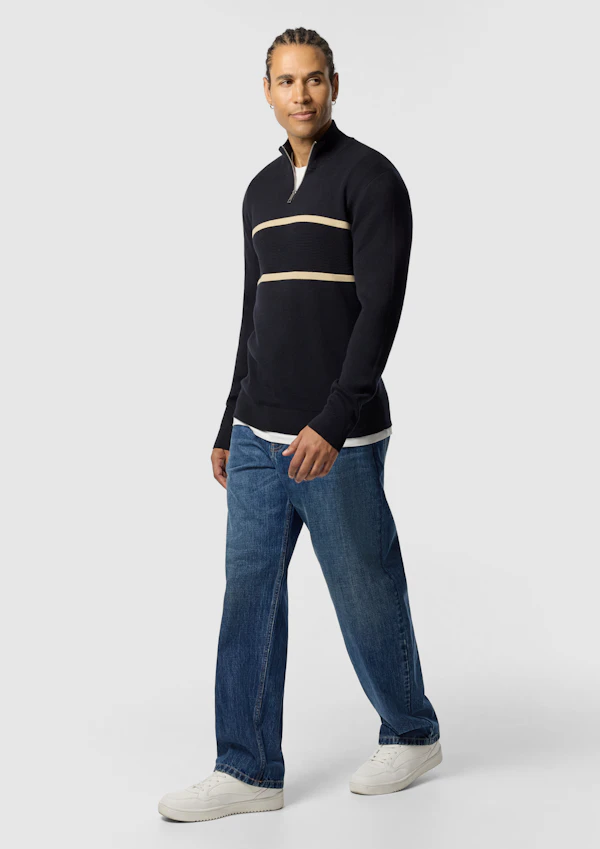 Navy Erik Cotton Quarter Zip Knit