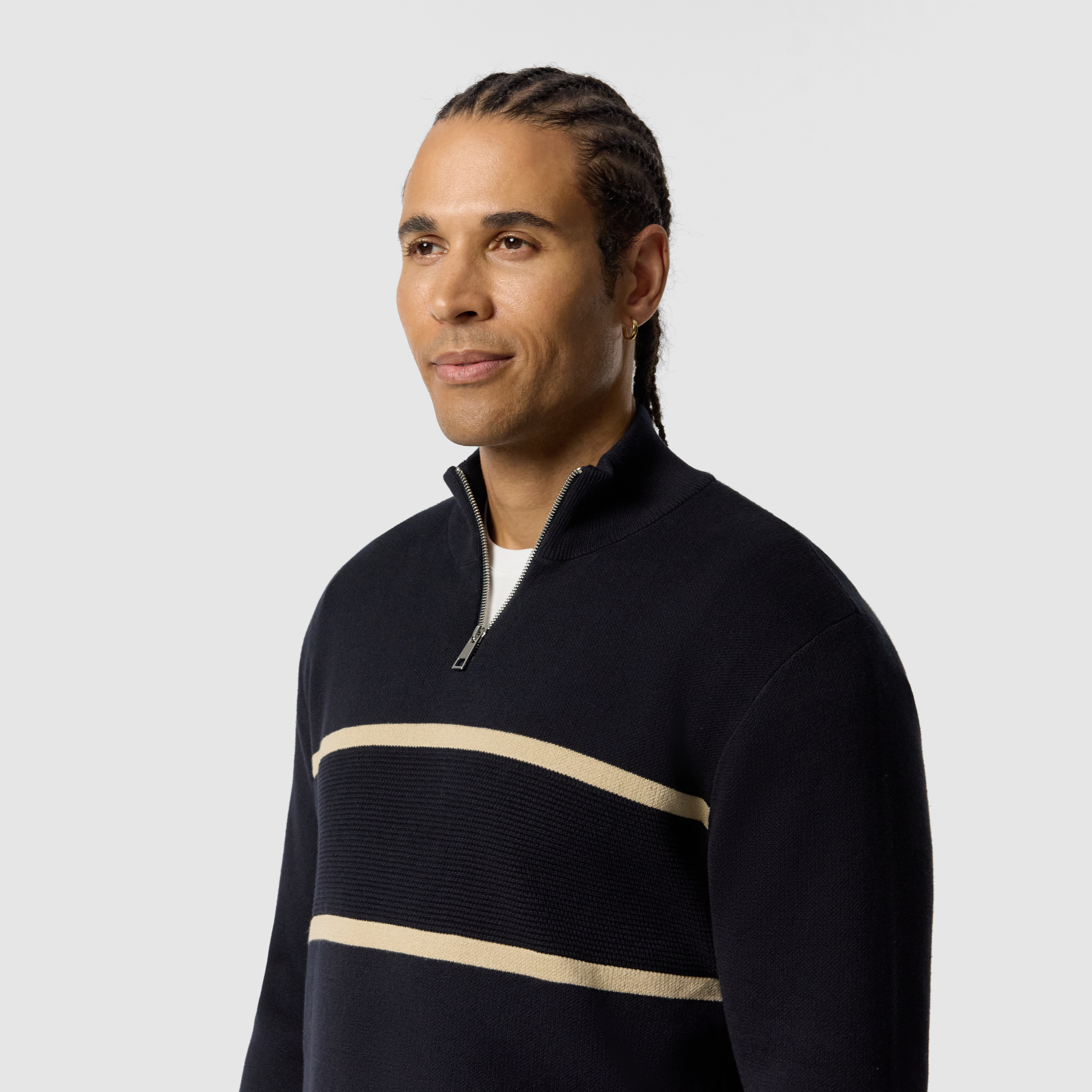 Navy Erik Cotton Quarter Zip Knit