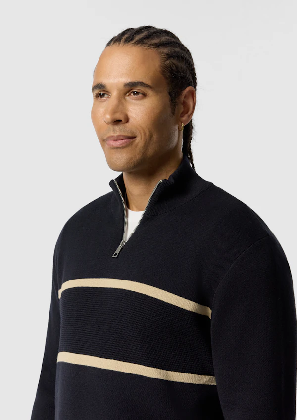 Navy Erik Cotton Quarter Zip Knit