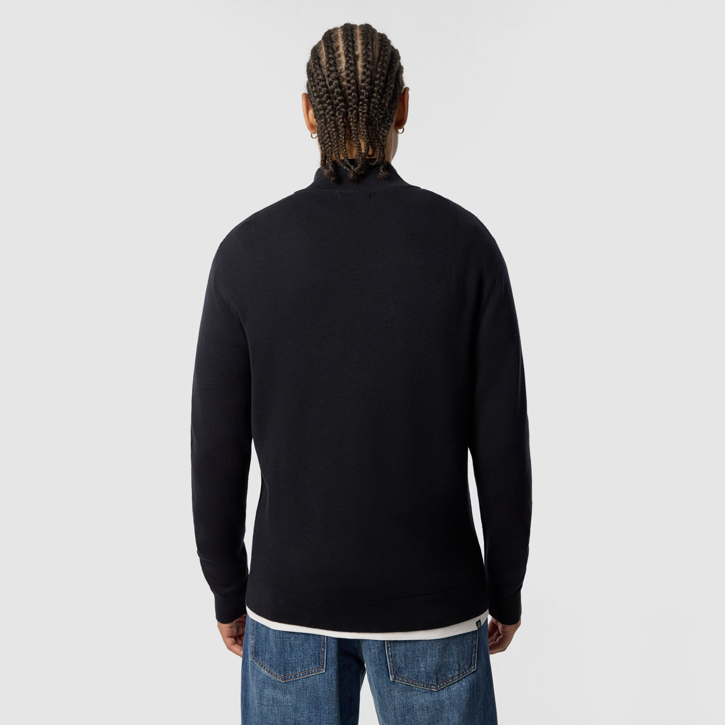 Navy Erik Cotton Quarter Zip Knit