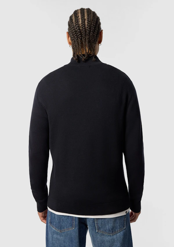 Navy Erik Cotton Quarter Zip Knit