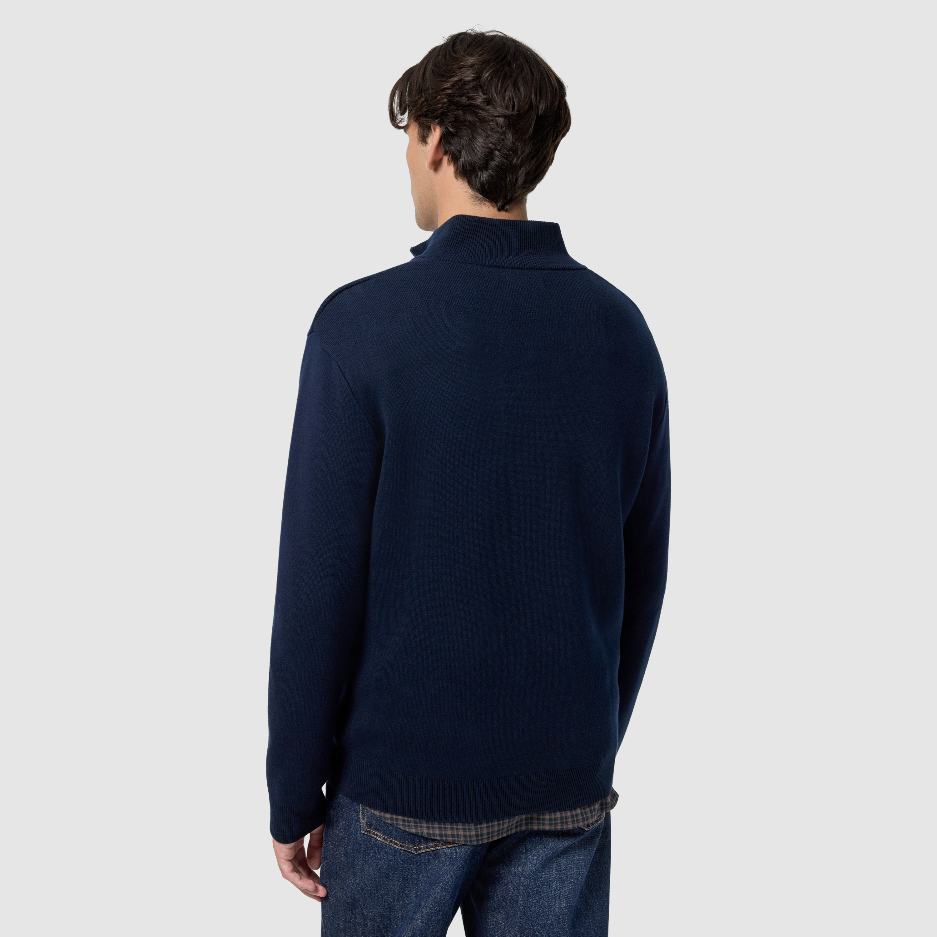 Navy Lars Cotton Quarter Zip Knit