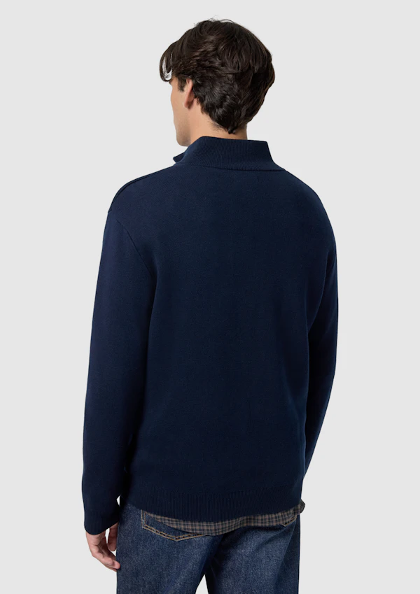 Navy Lars Cotton Quarter Zip Knit