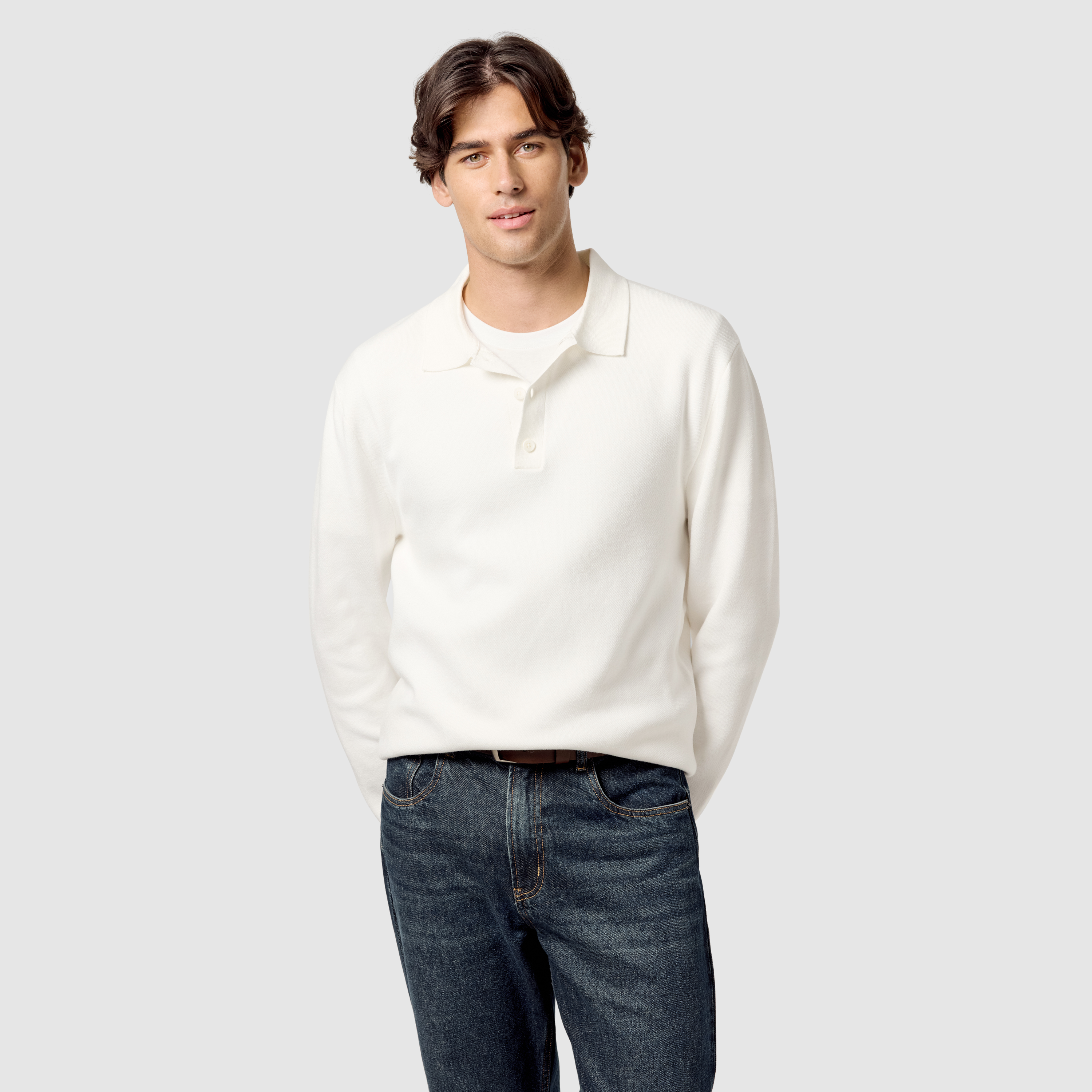 Casper Long Sleeve Knit Polo