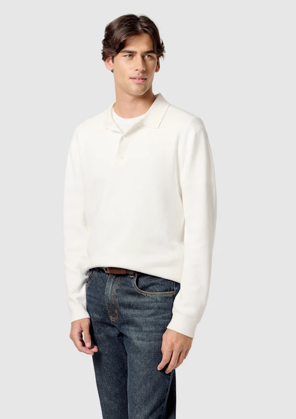 Off White Casper Long Sleeve Knit Polo