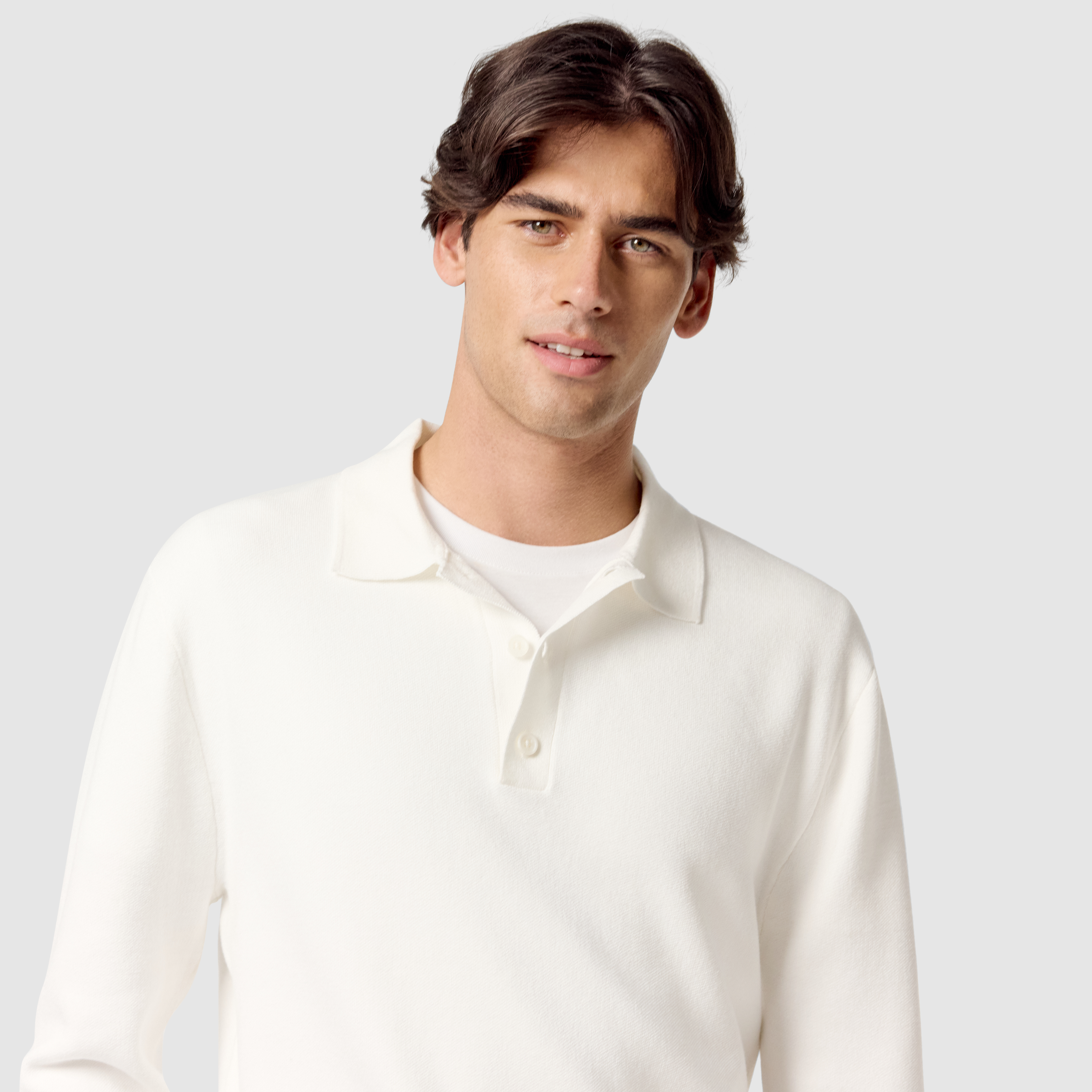 Off White Casper Long Sleeve Knit Polo