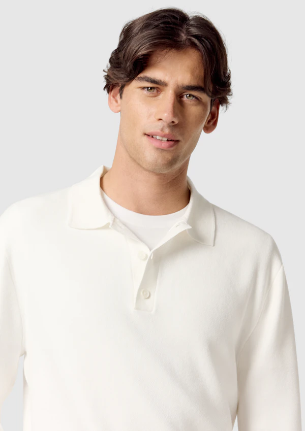 Off White Casper Long Sleeve Knit Polo