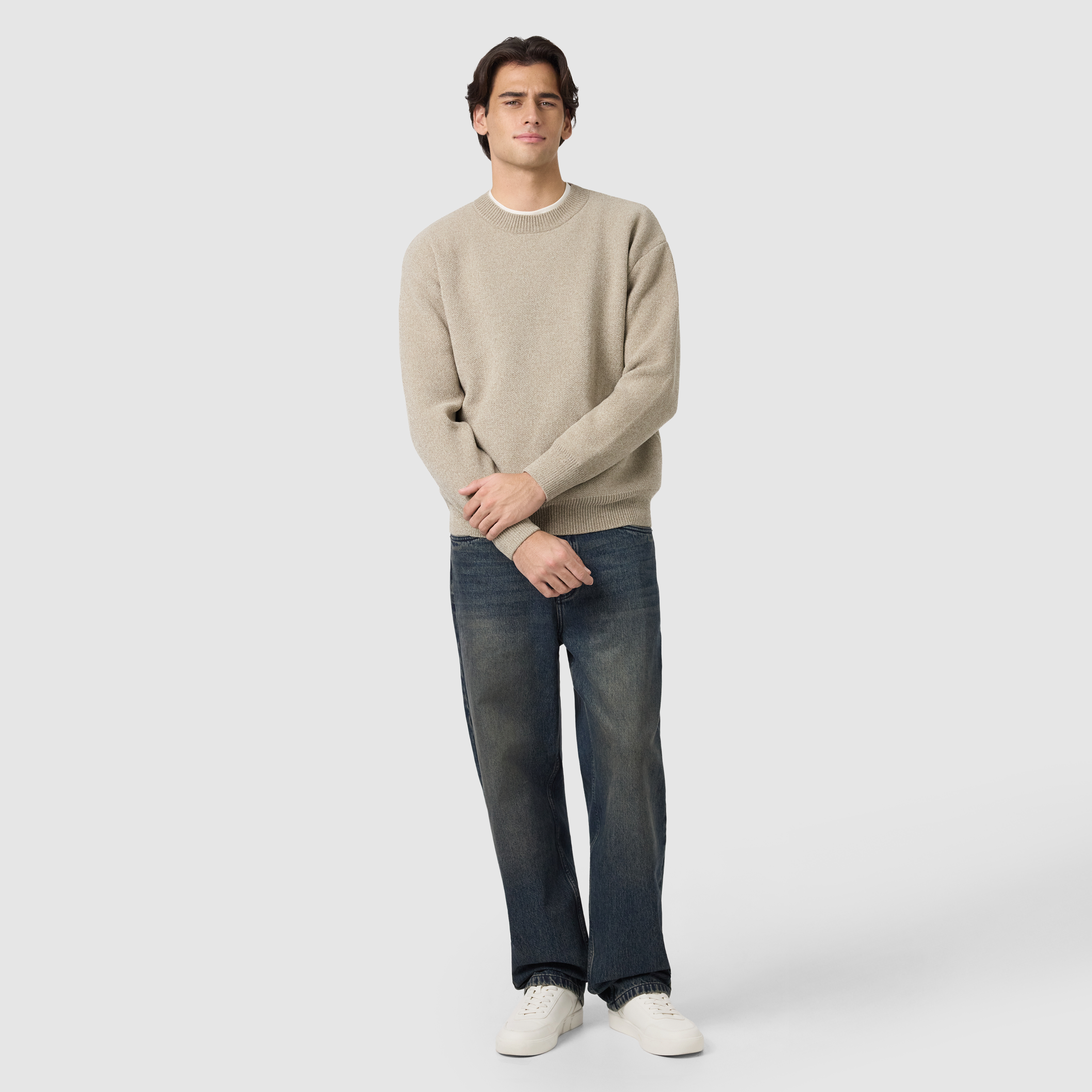 Sage Green Torbay Boxy Crew Knit