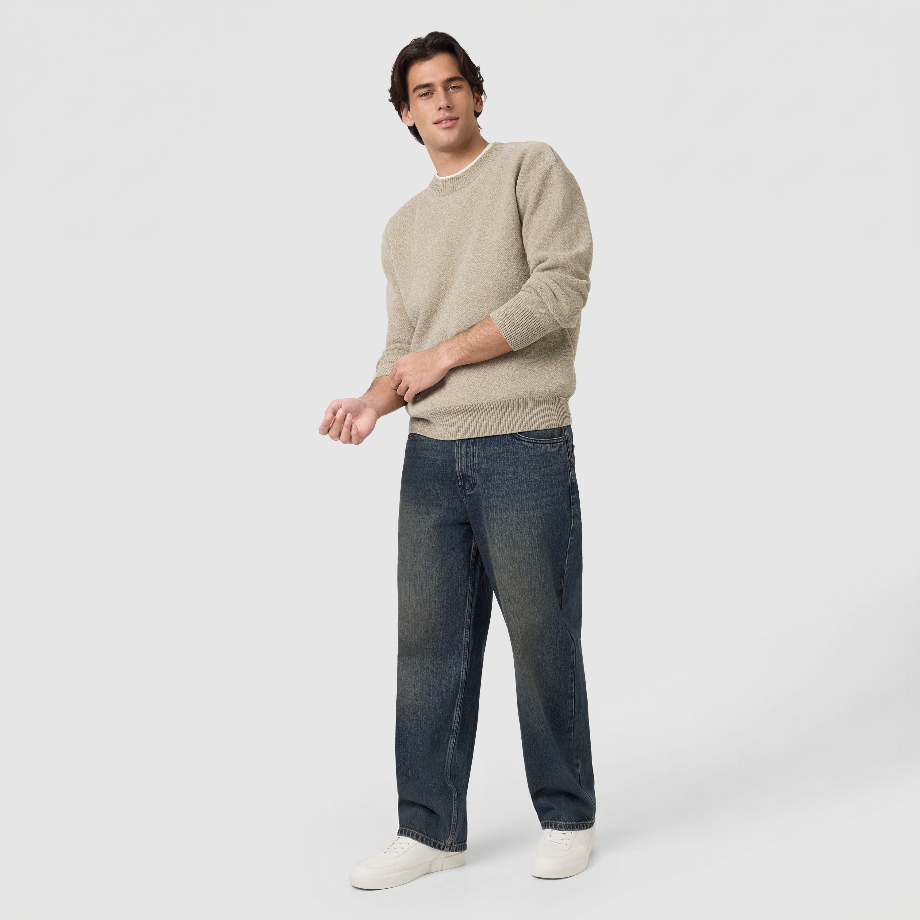 Sage Green Torbay Boxy Crew Knit