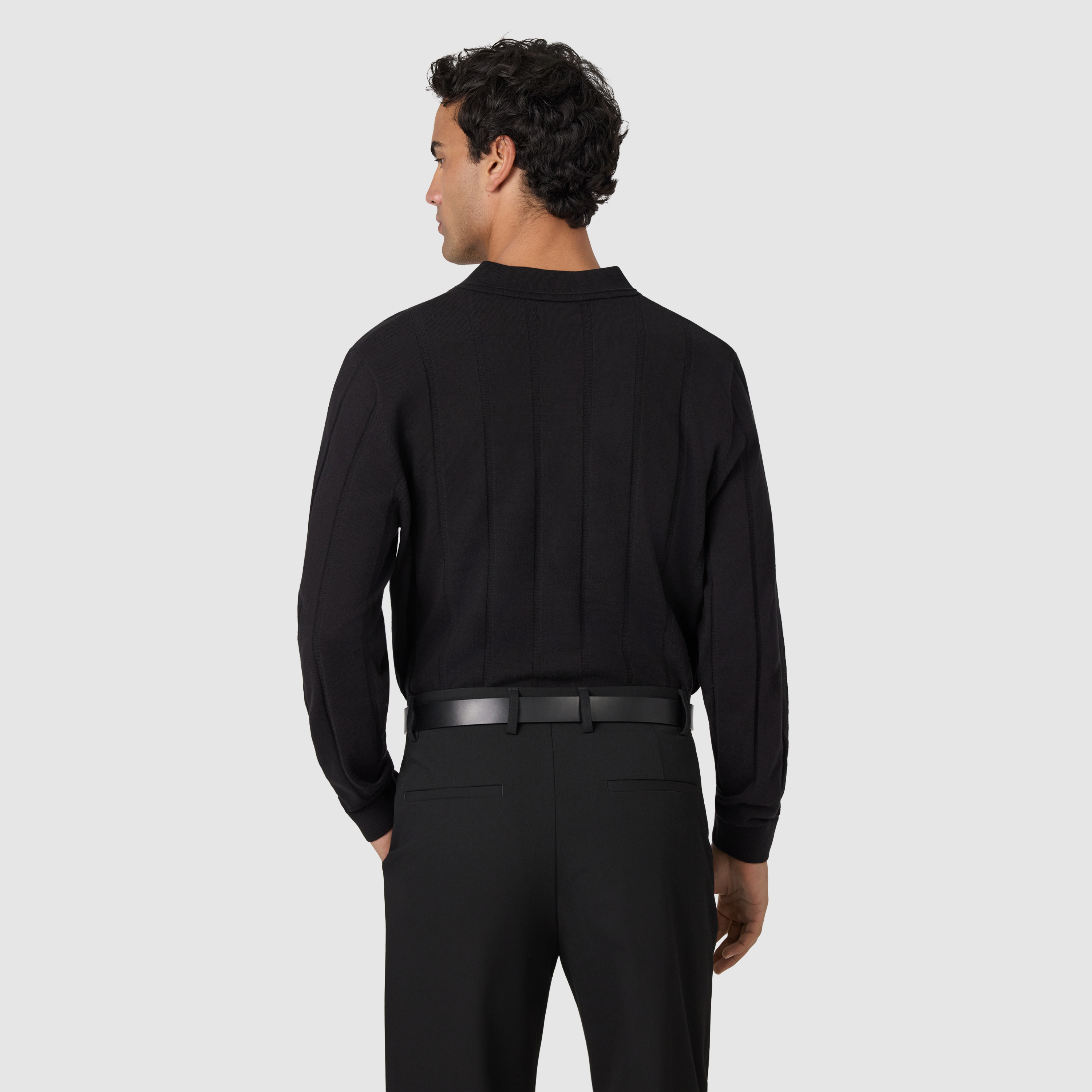 Black Jarvis Ls Knit Polo
