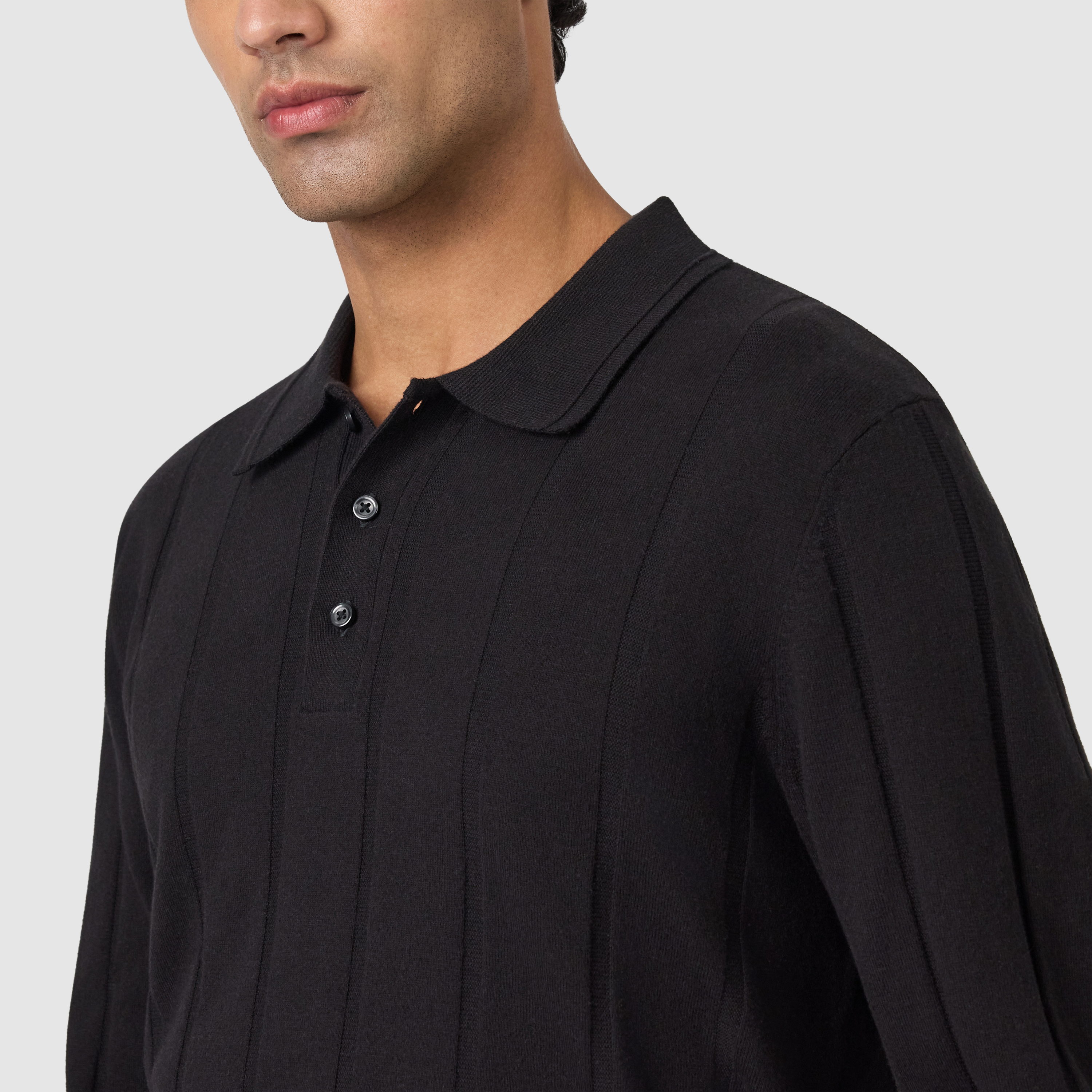 Black Jarvis Ls Knit Polo