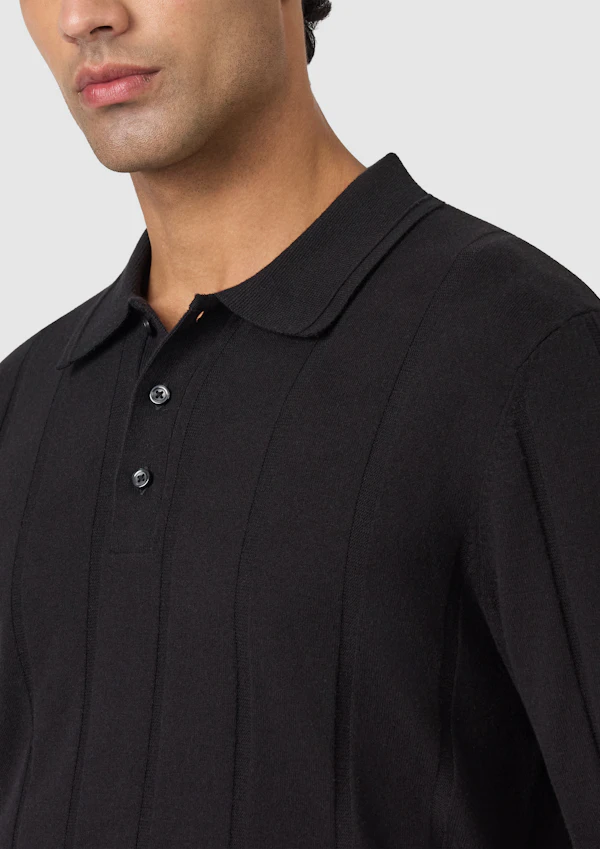 Black Jarvis Ls Knit Polo