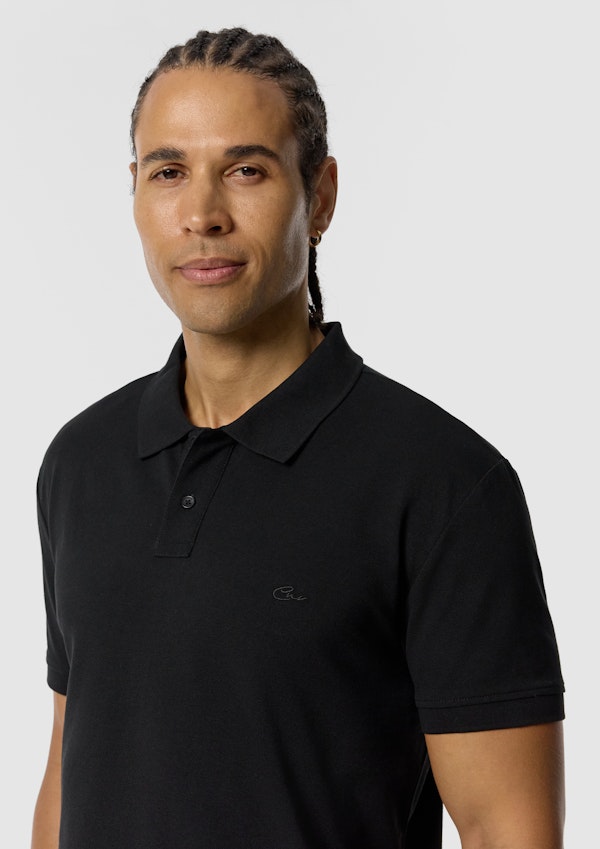 Black Duffy Cotton Blend Polo Shirt
