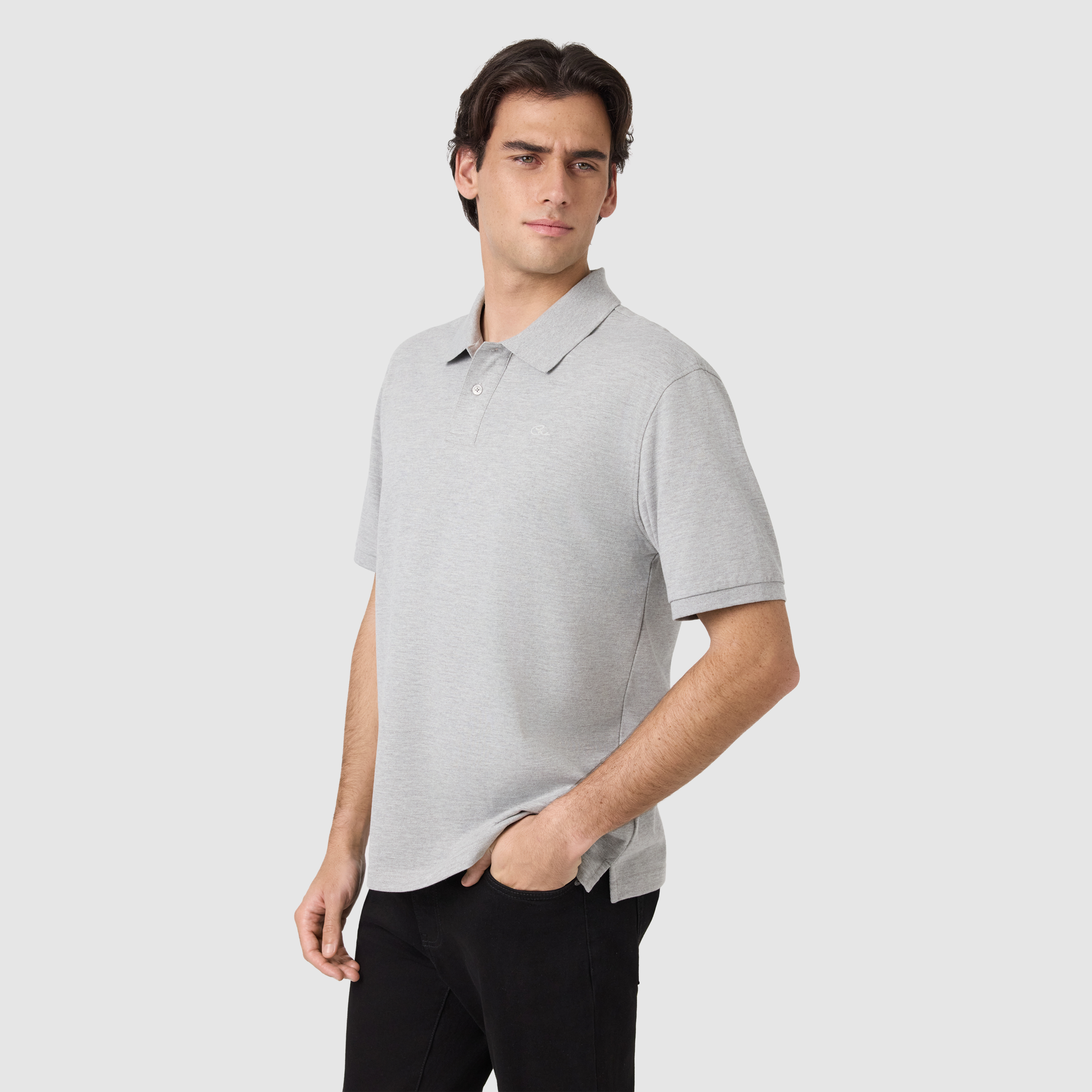 Light Grey Duffy Cotton Blend Polo Shirt