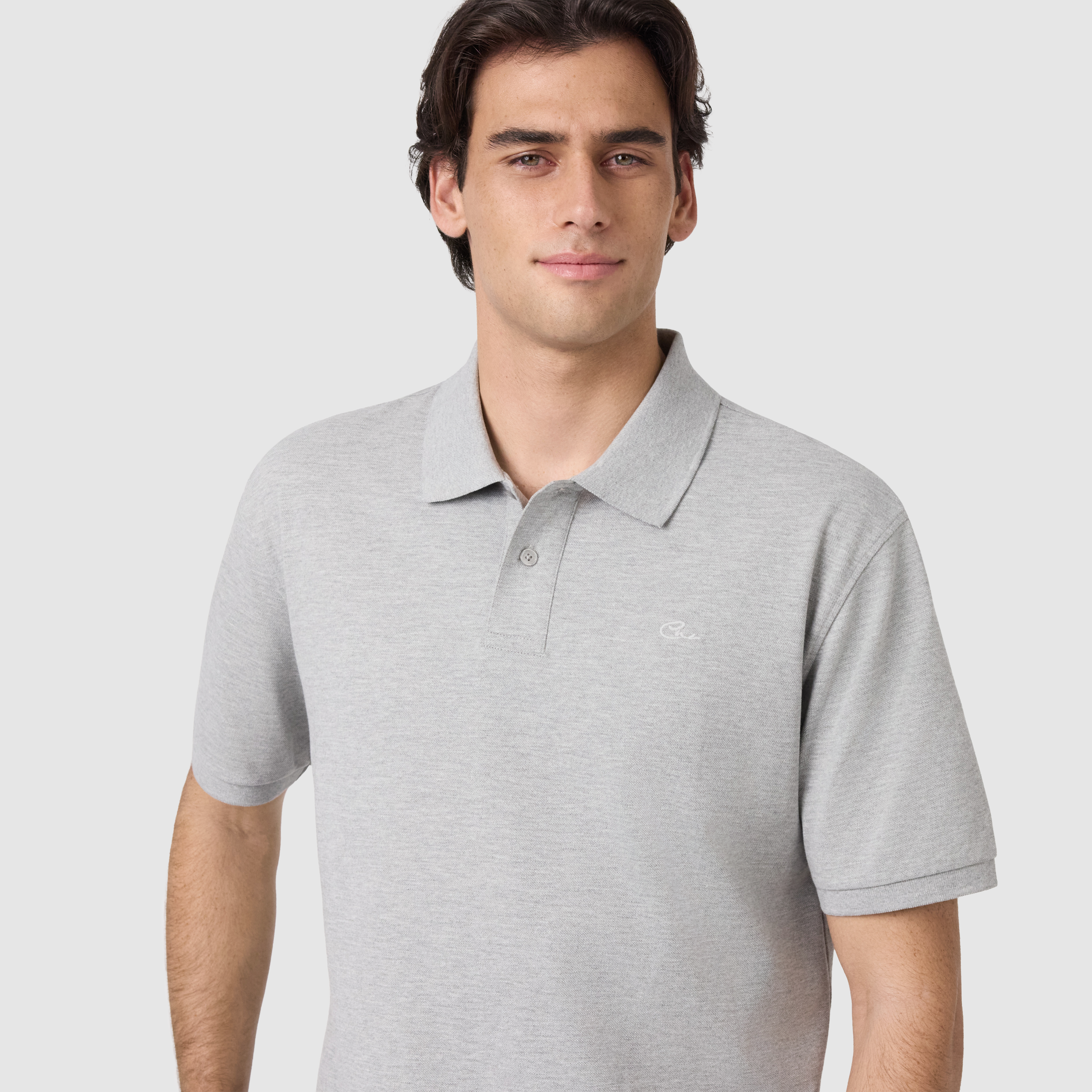 Light Grey Duffy Cotton Blend Polo Shirt
