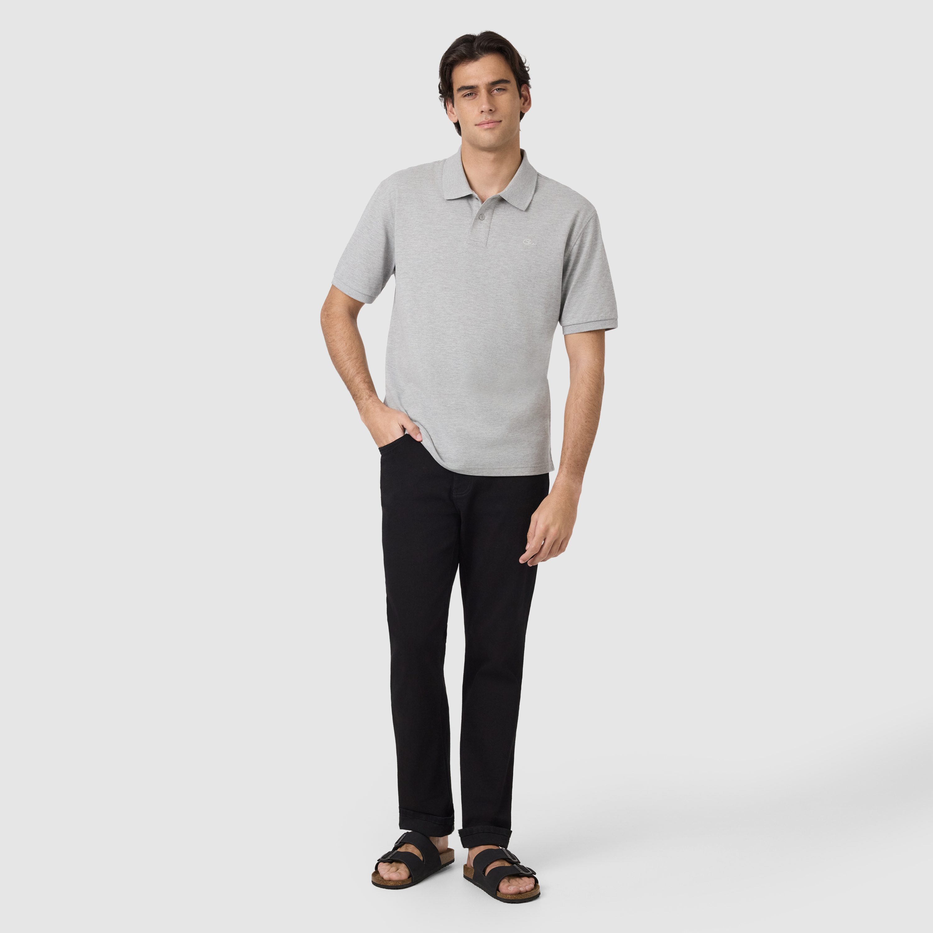 Light Grey Duffy Cotton Blend Polo Shirt