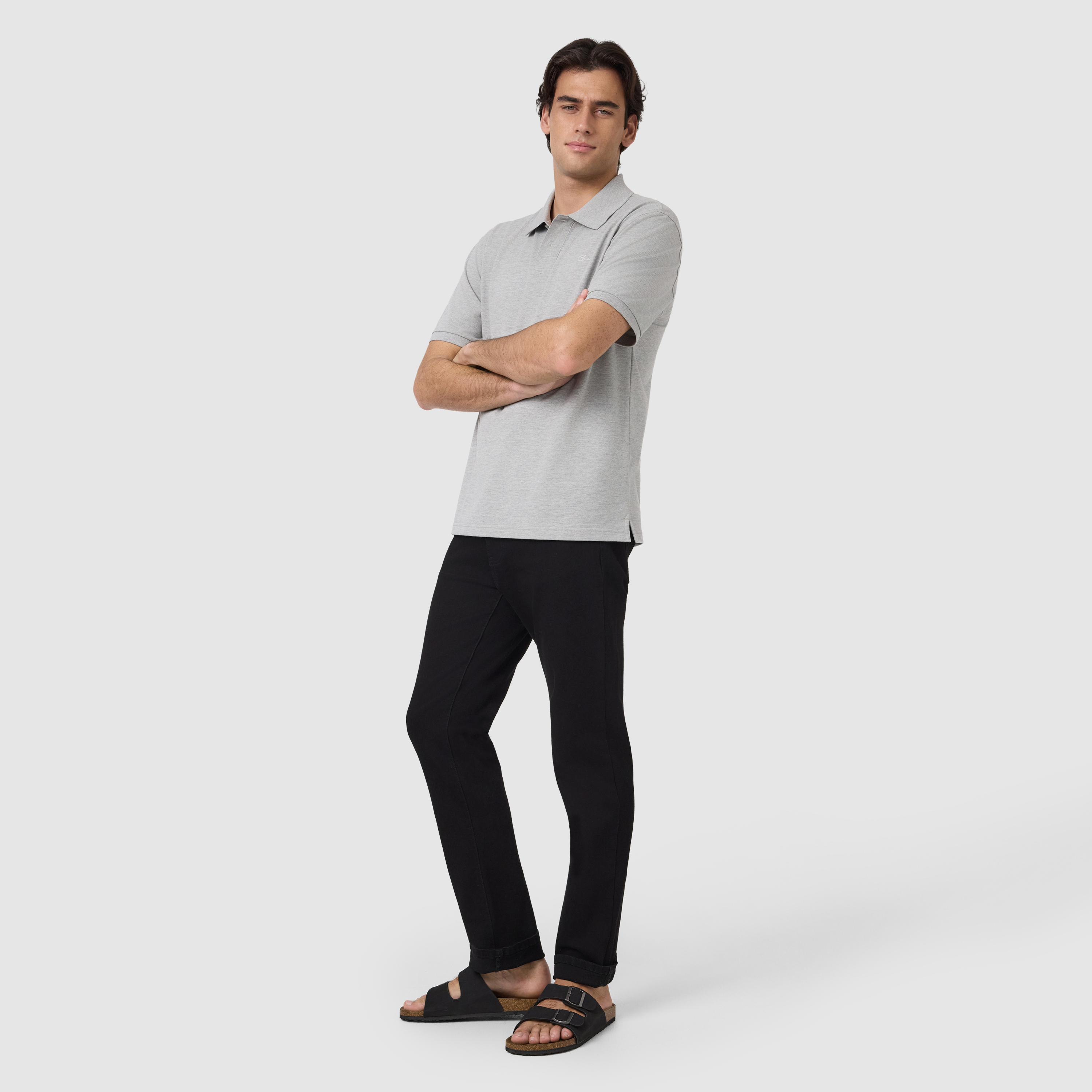 Light Grey Duffy Cotton Blend Polo Shirt