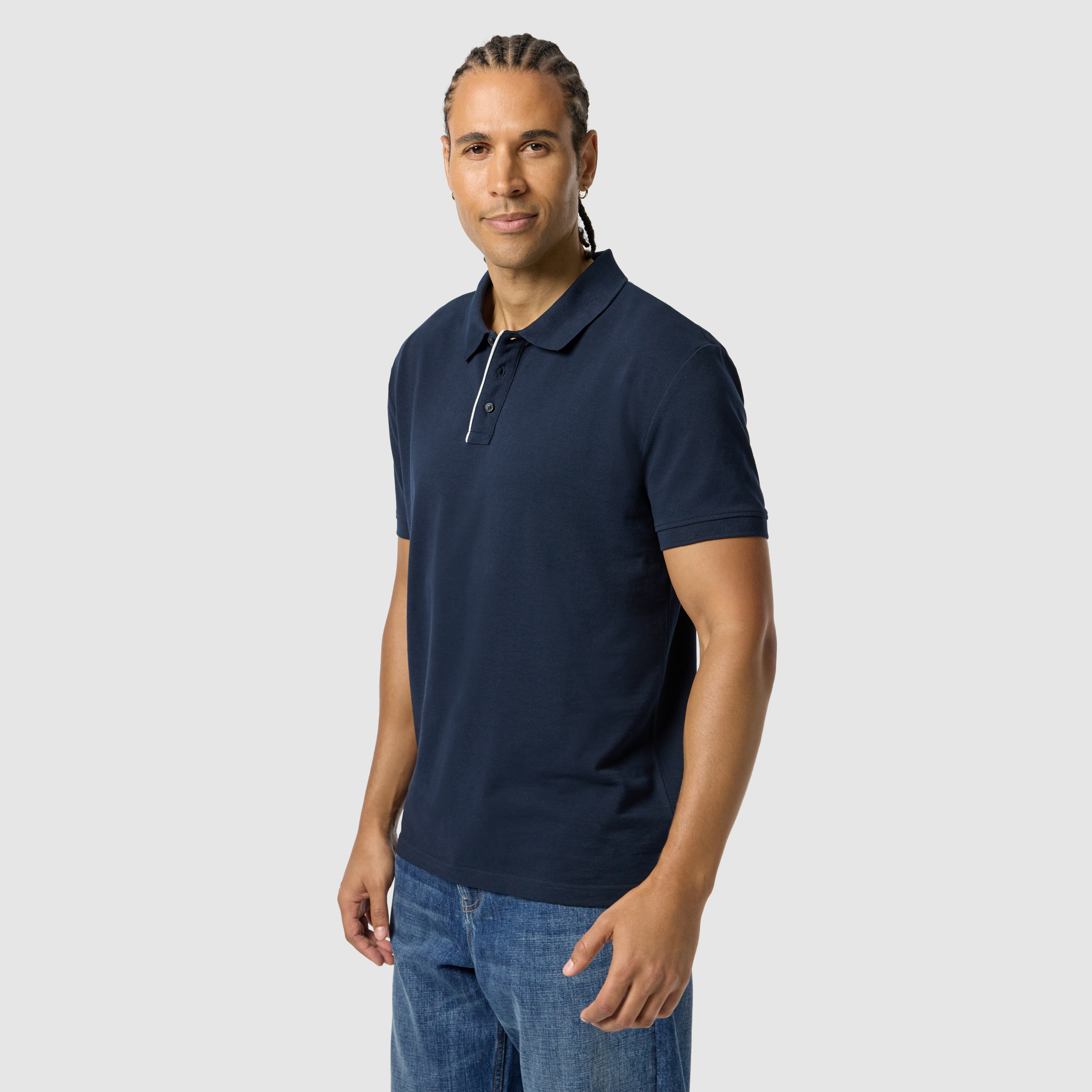 Navy Mitchell Cotton Blend Polo Shirt