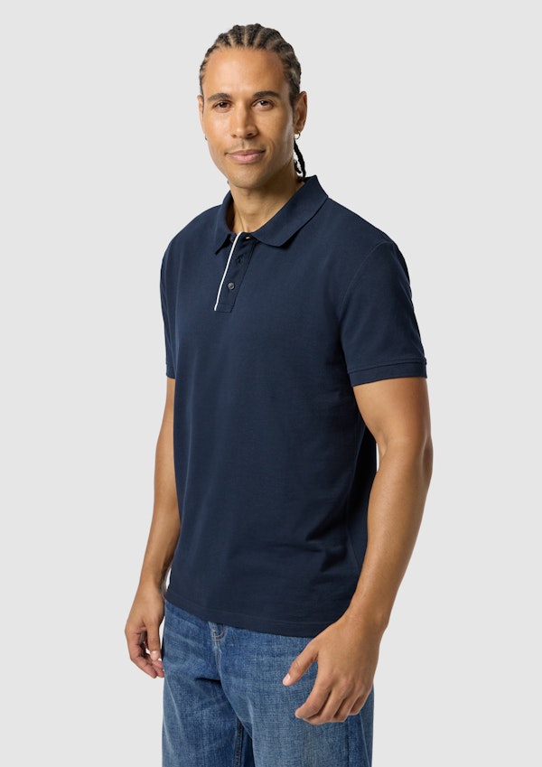 Navy Mitchell Cotton Blend Polo Shirt