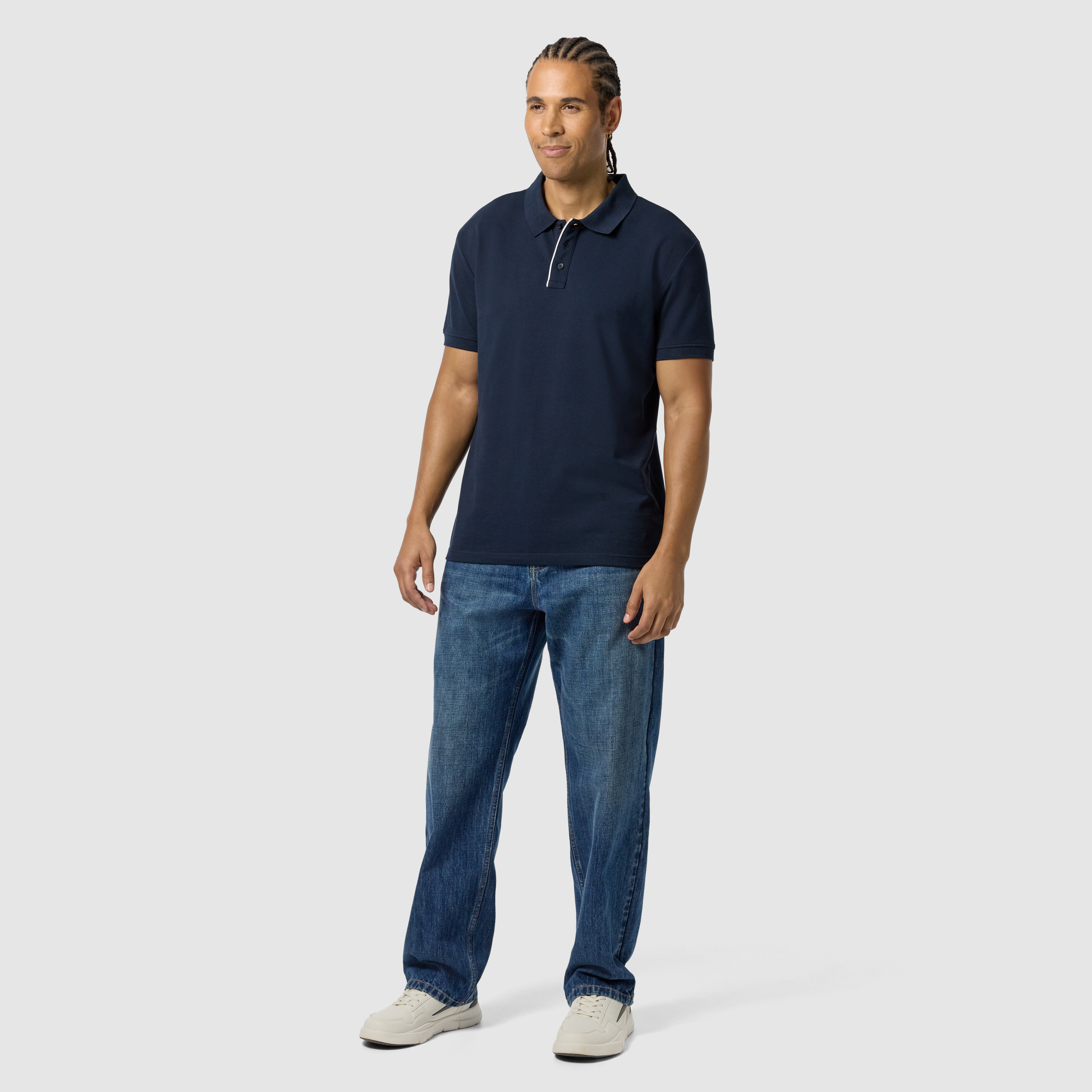 Navy Mitchell Cotton Blend Polo Shirt