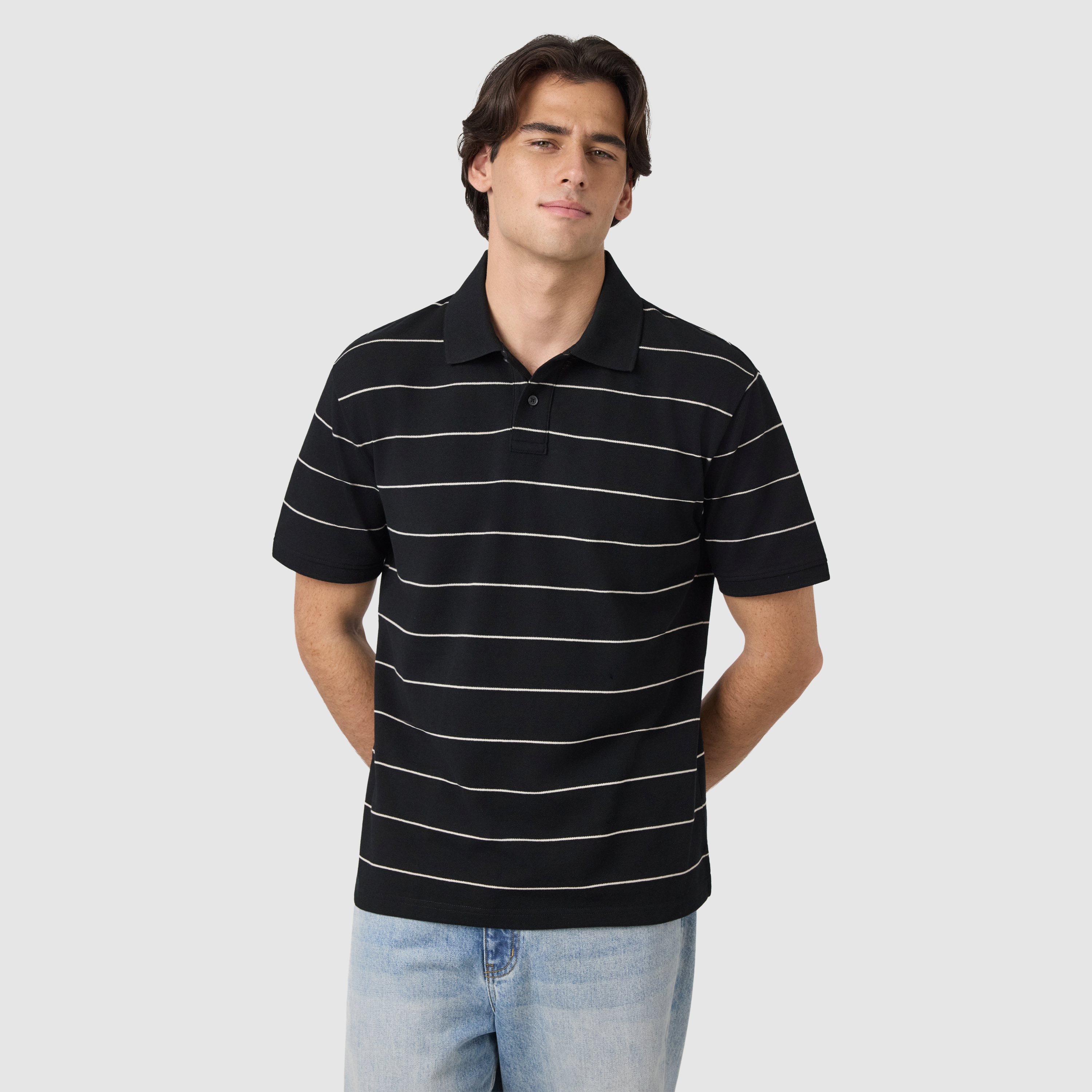 Hearne Stripe Cotton Blend Polo Shirt
