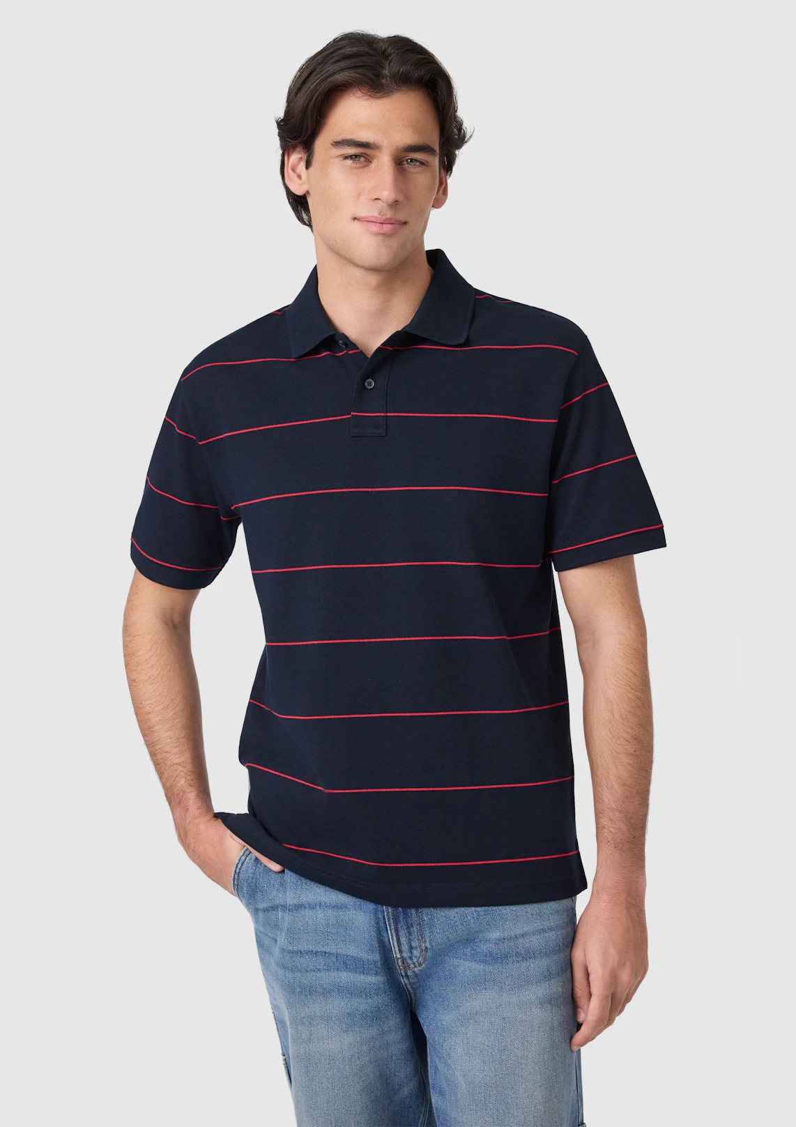 Hearne Stripe Cotton Blend Polo Shirt