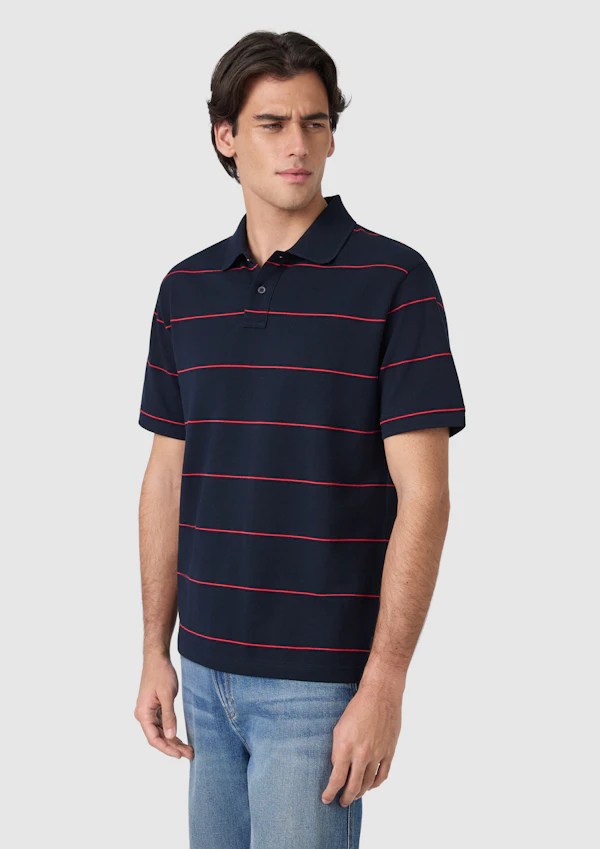 Hearne Stripe Cotton Blend Polo Shirt