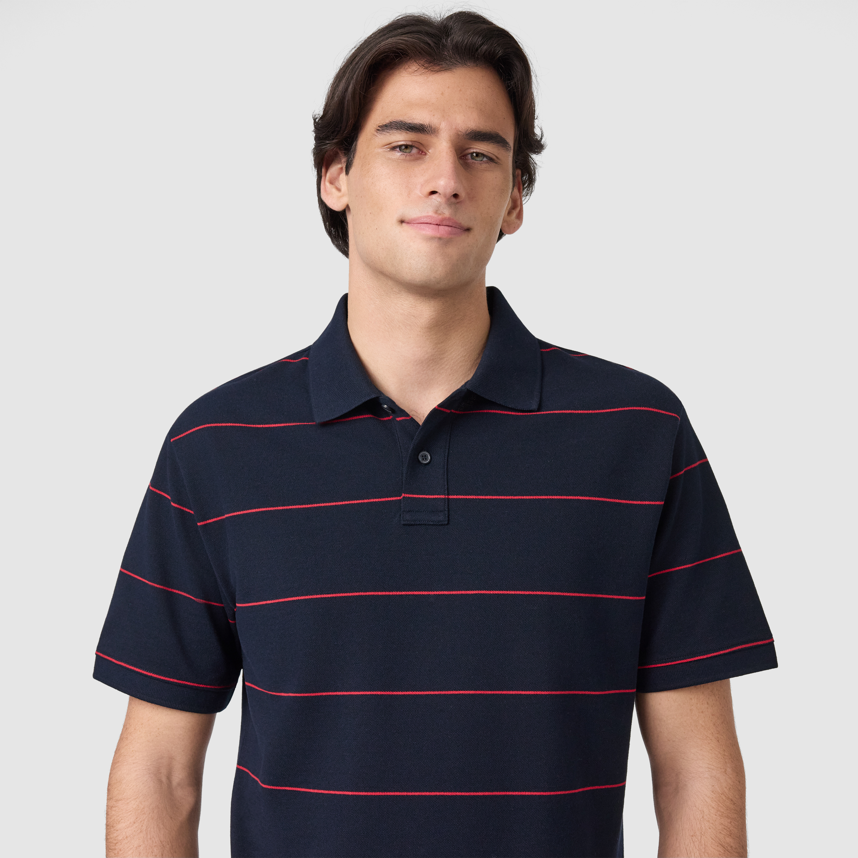 Hearne Stripe Cotton Blend Polo Shirt