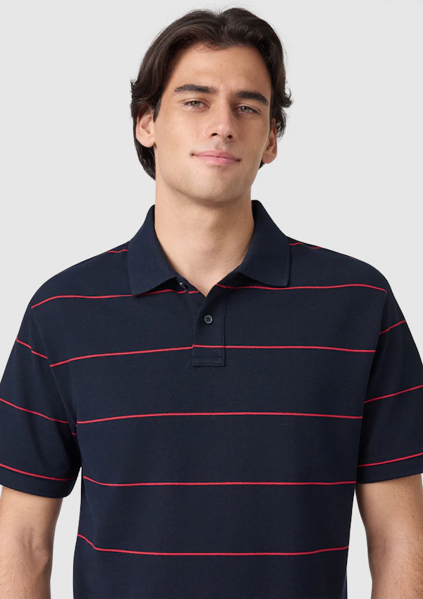 Hearne Stripe Cotton Blend Polo Shirt