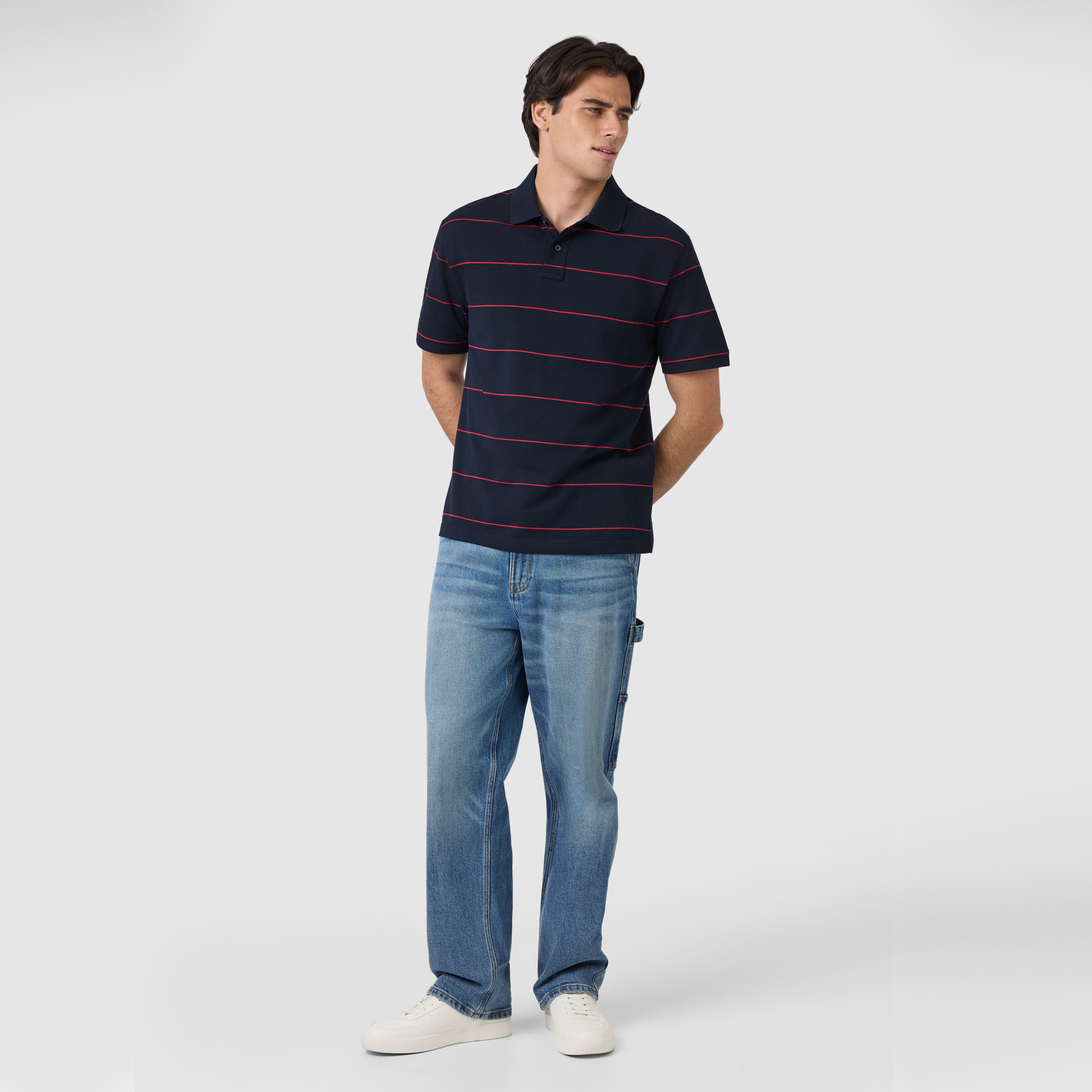 Hearne Stripe Cotton Blend Polo Shirt