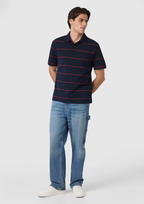 Hearne Stripe Cotton Blend Polo Shirt