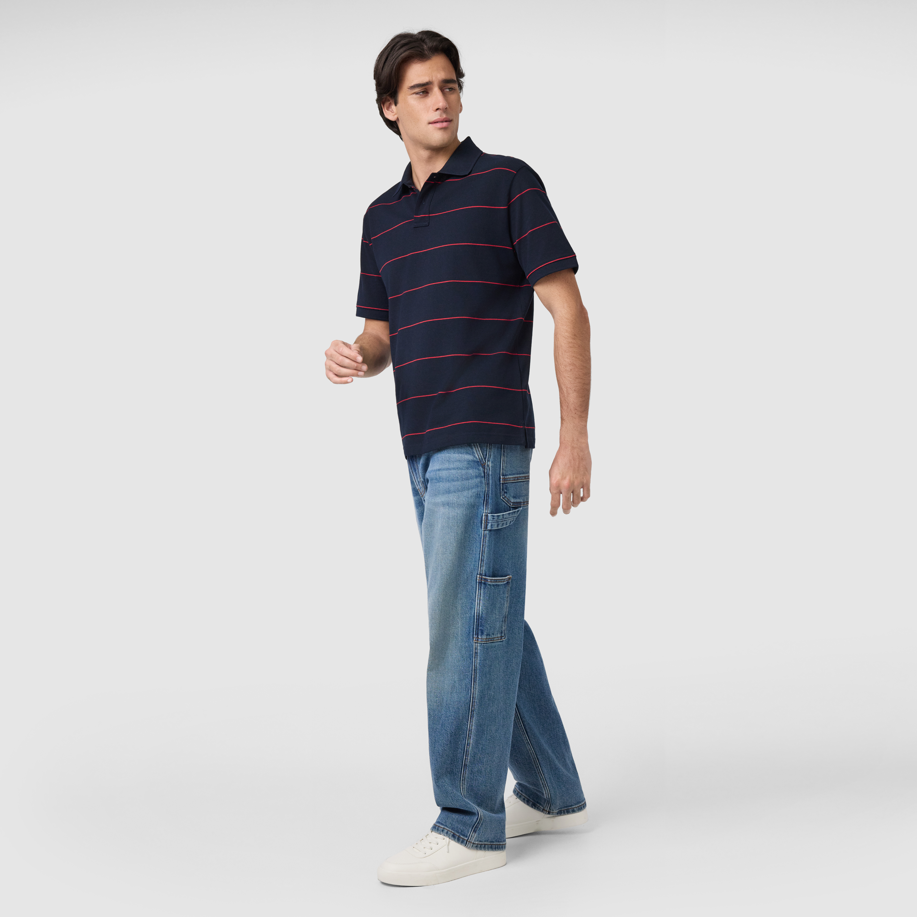Hearne Stripe Cotton Blend Polo Shirt