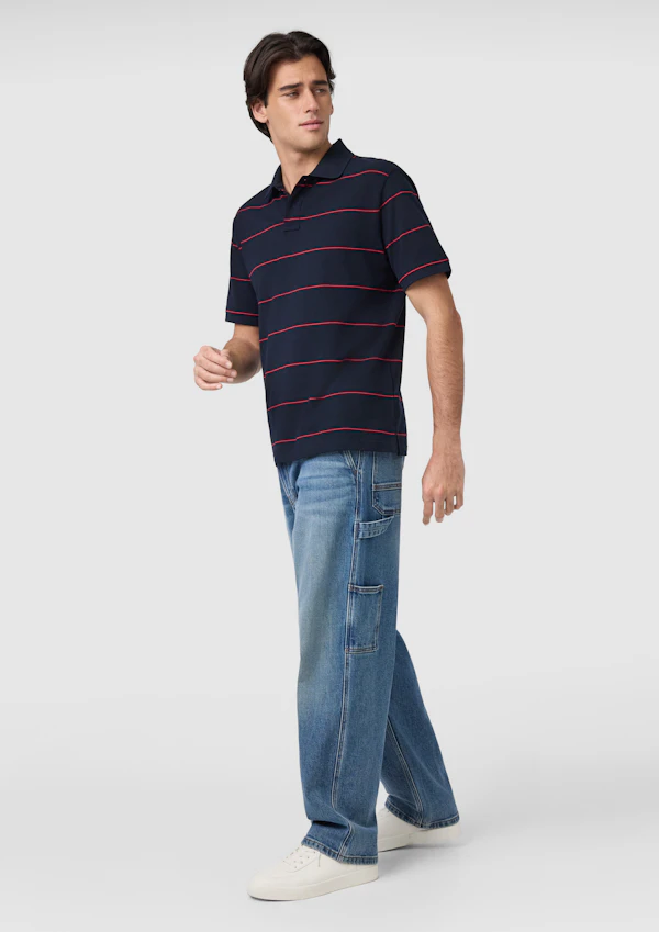 Hearne Stripe Cotton Blend Polo Shirt