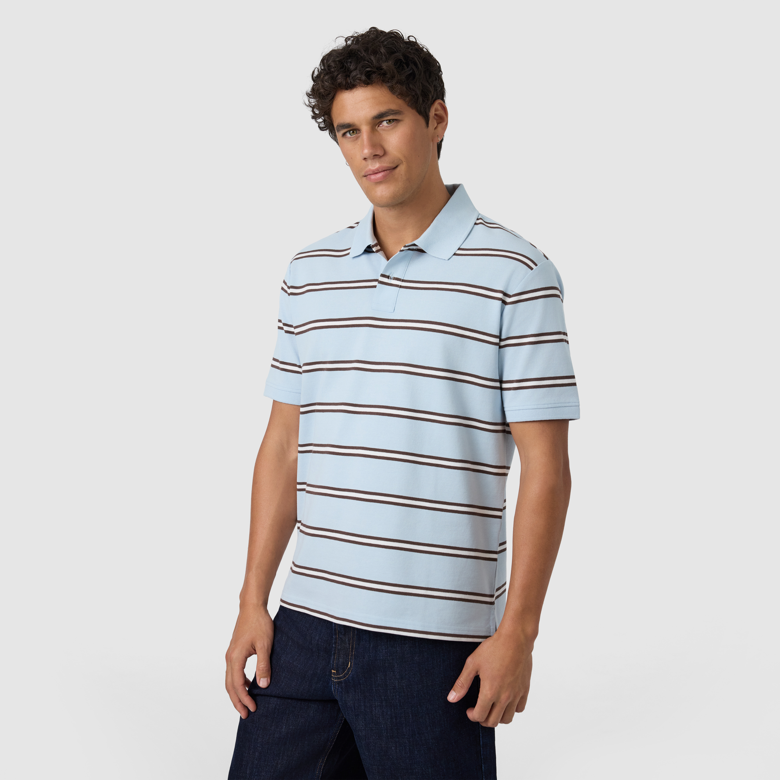 Light Blue Gabriel Cotton Blend Polo Shirt
