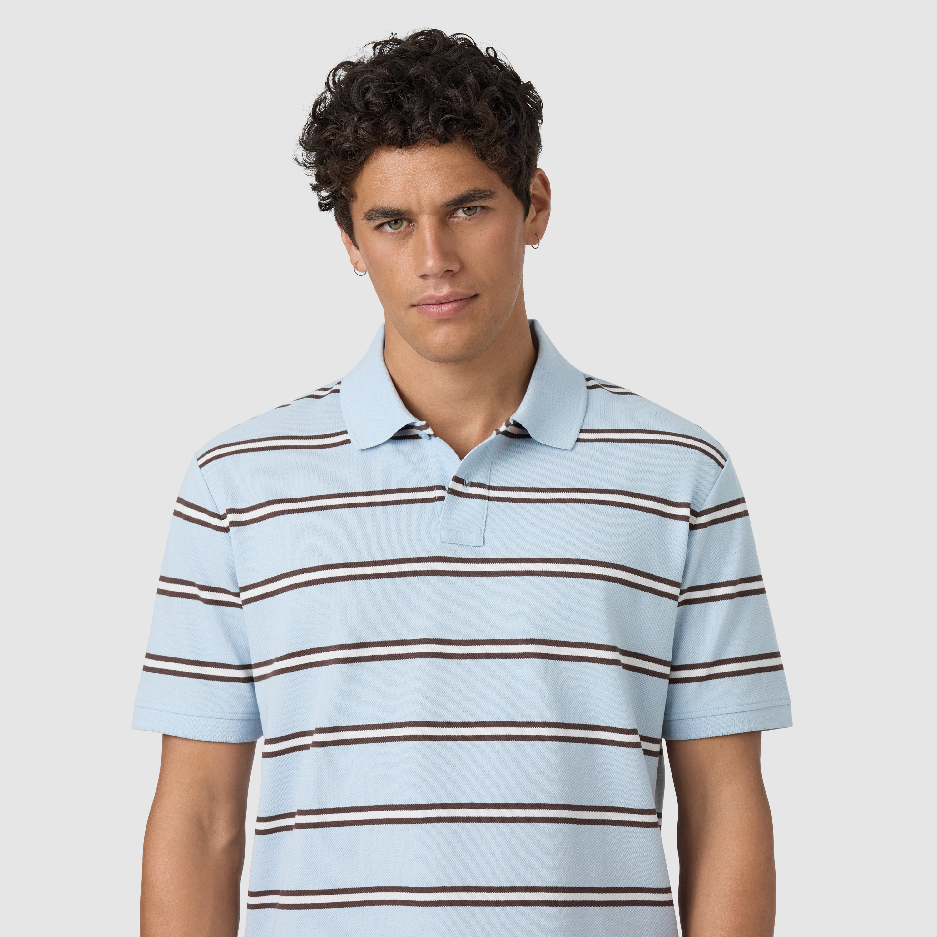Light Blue Gabriel Cotton Blend Polo Shirt