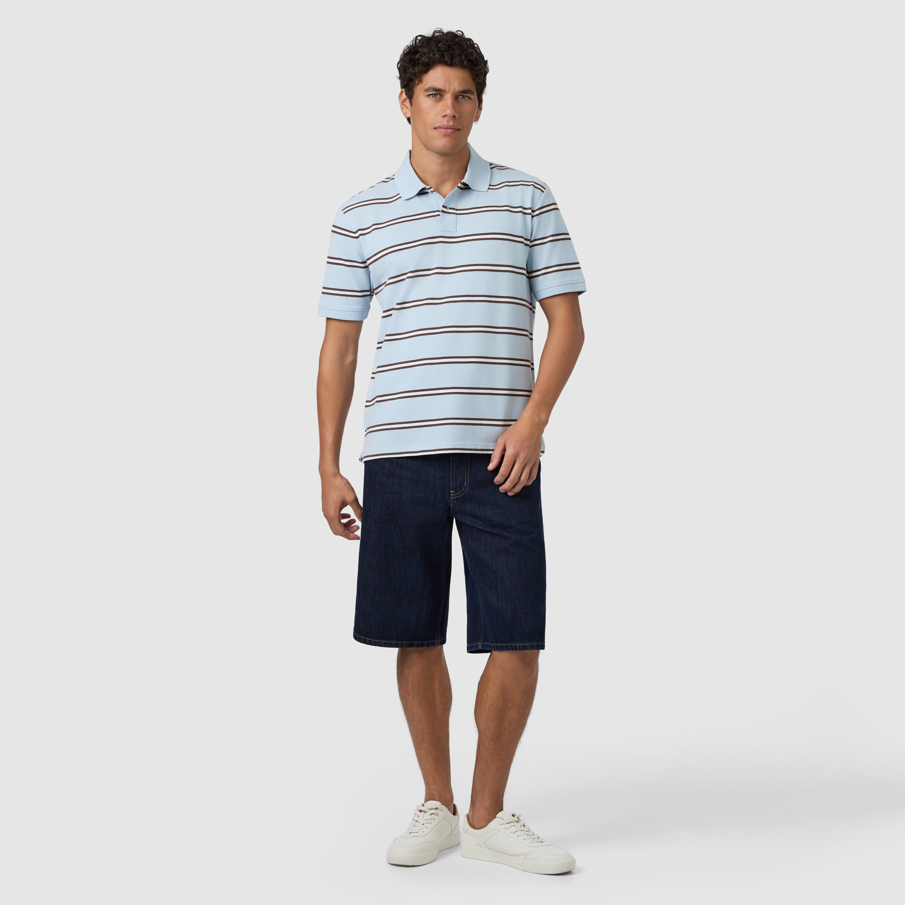Light Blue Gabriel Cotton Blend Polo Shirt