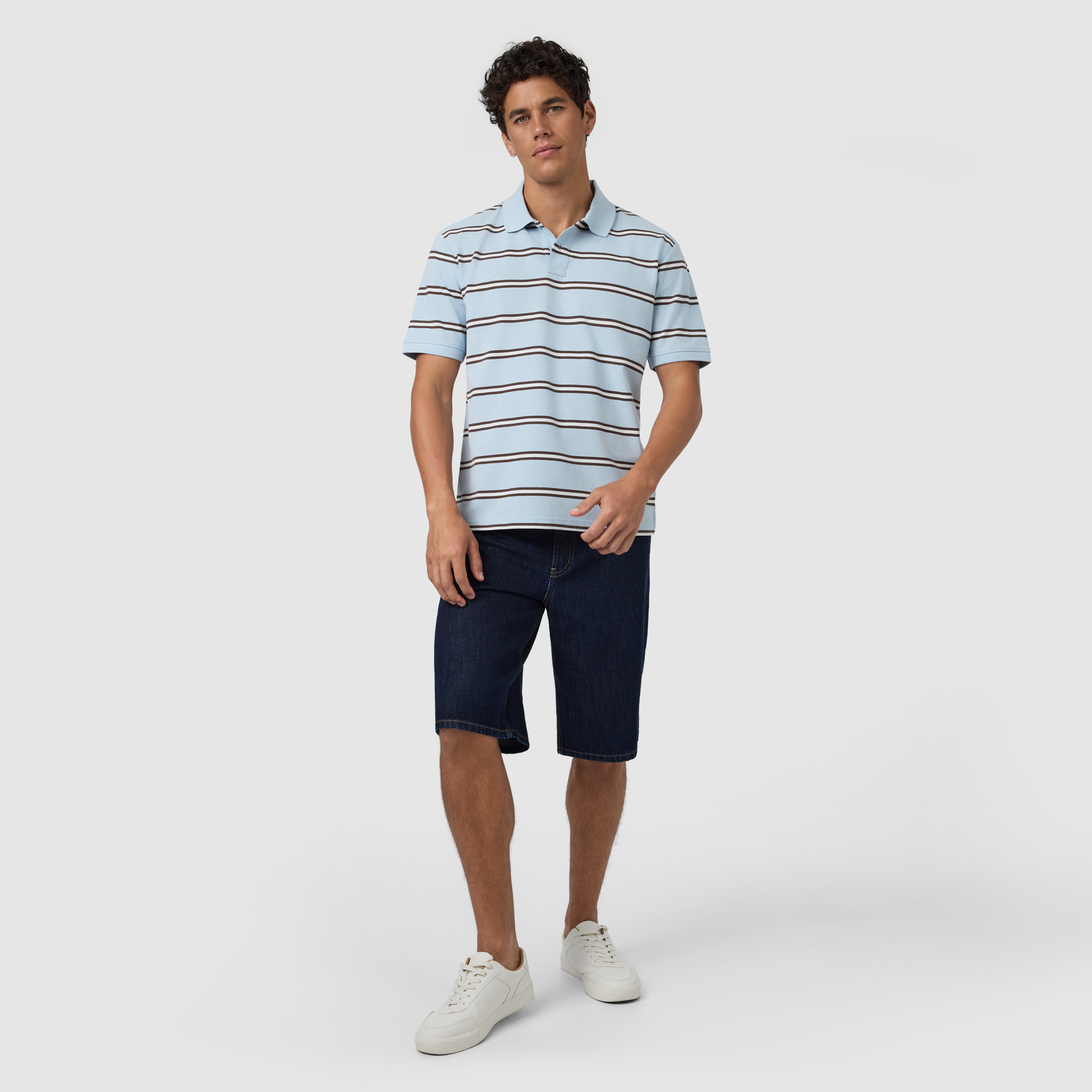 Light Blue Gabriel Cotton Blend Polo Shirt