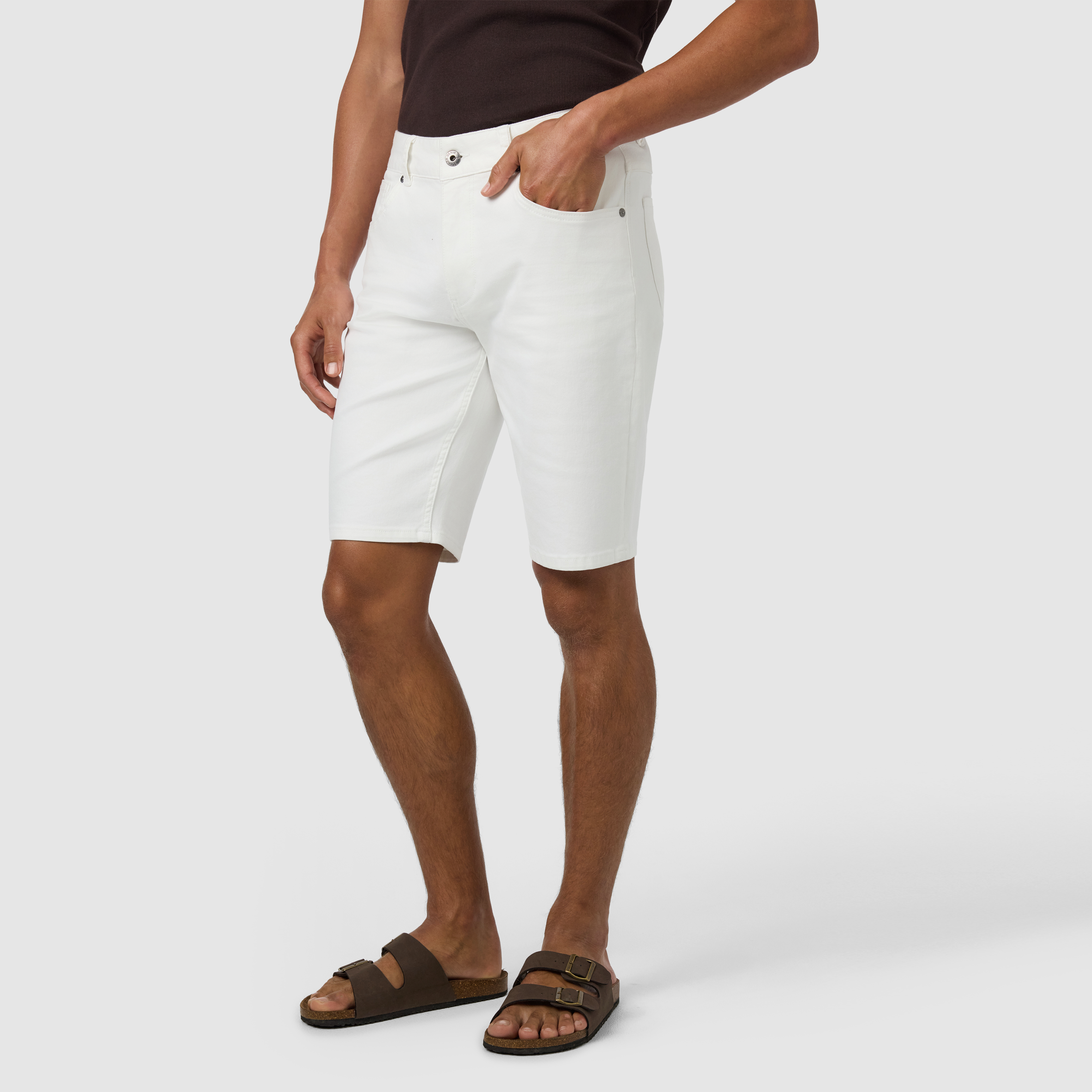 White Zak Stretch Denim Short