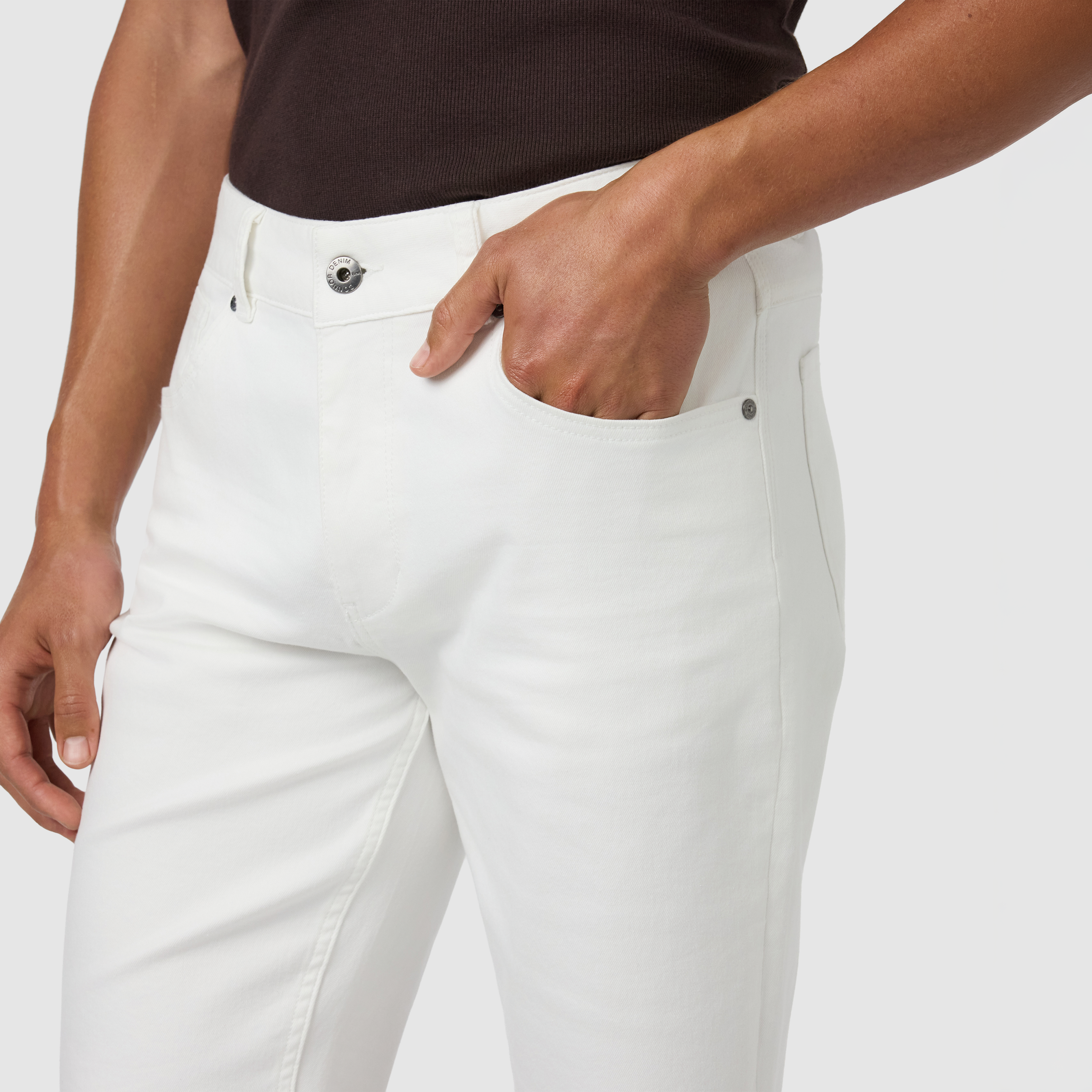 White Zak Stretch Denim Short