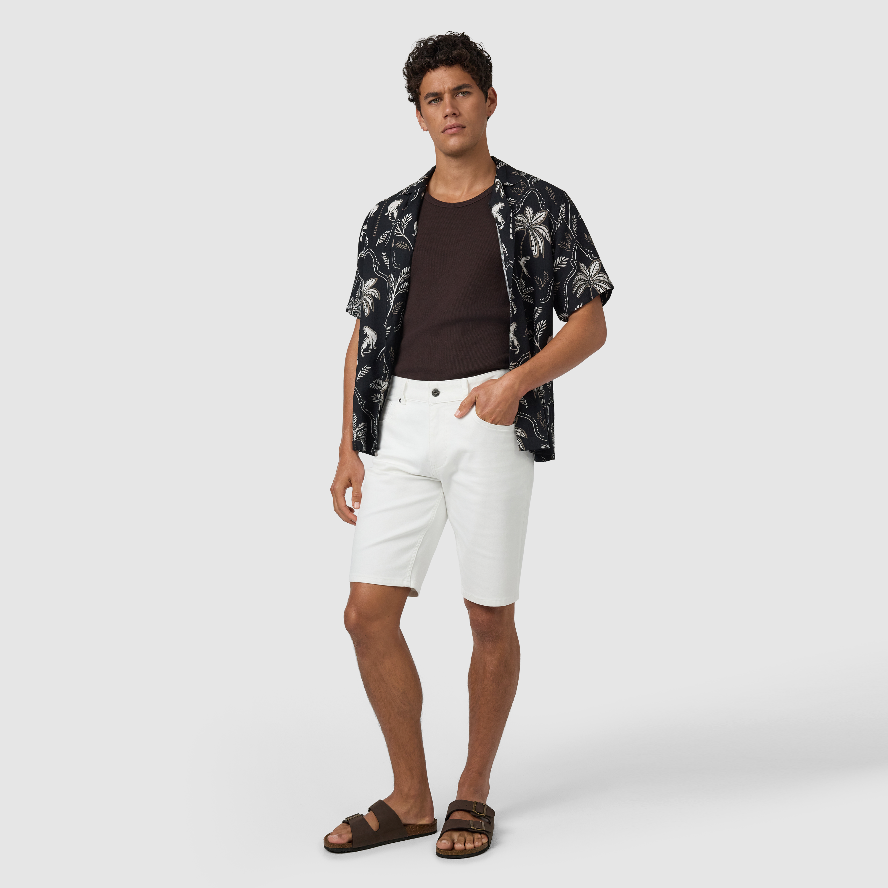 White Zak Stretch Denim Short