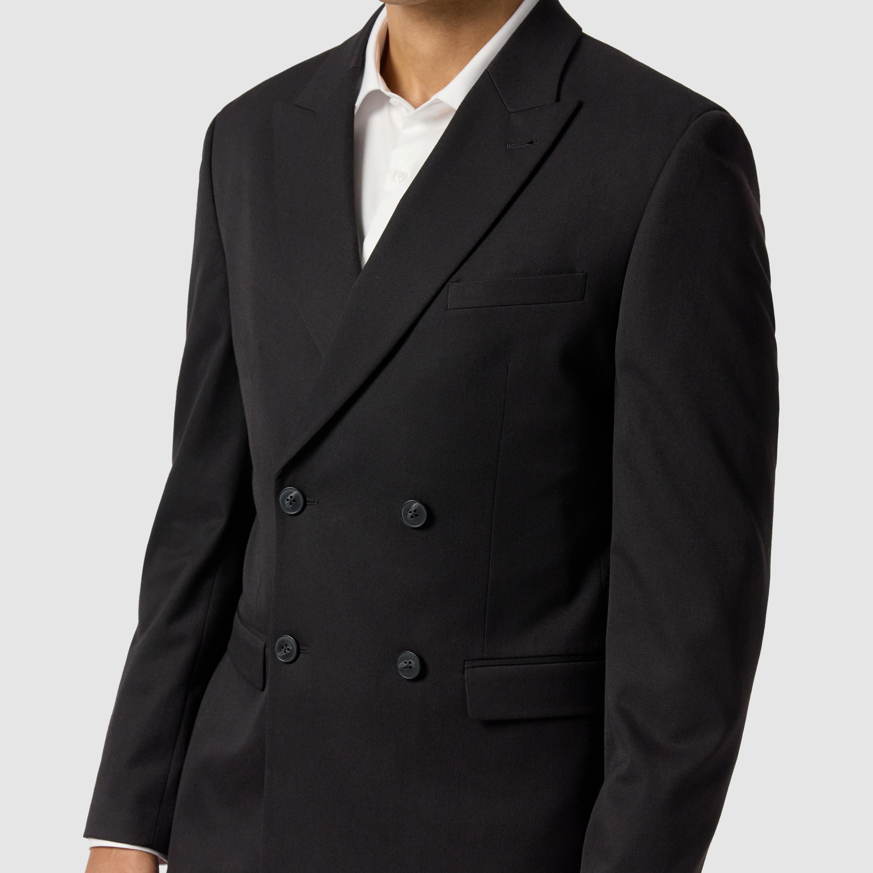 Black Diamond Double Breasted Slim Stretch Suit Jacket