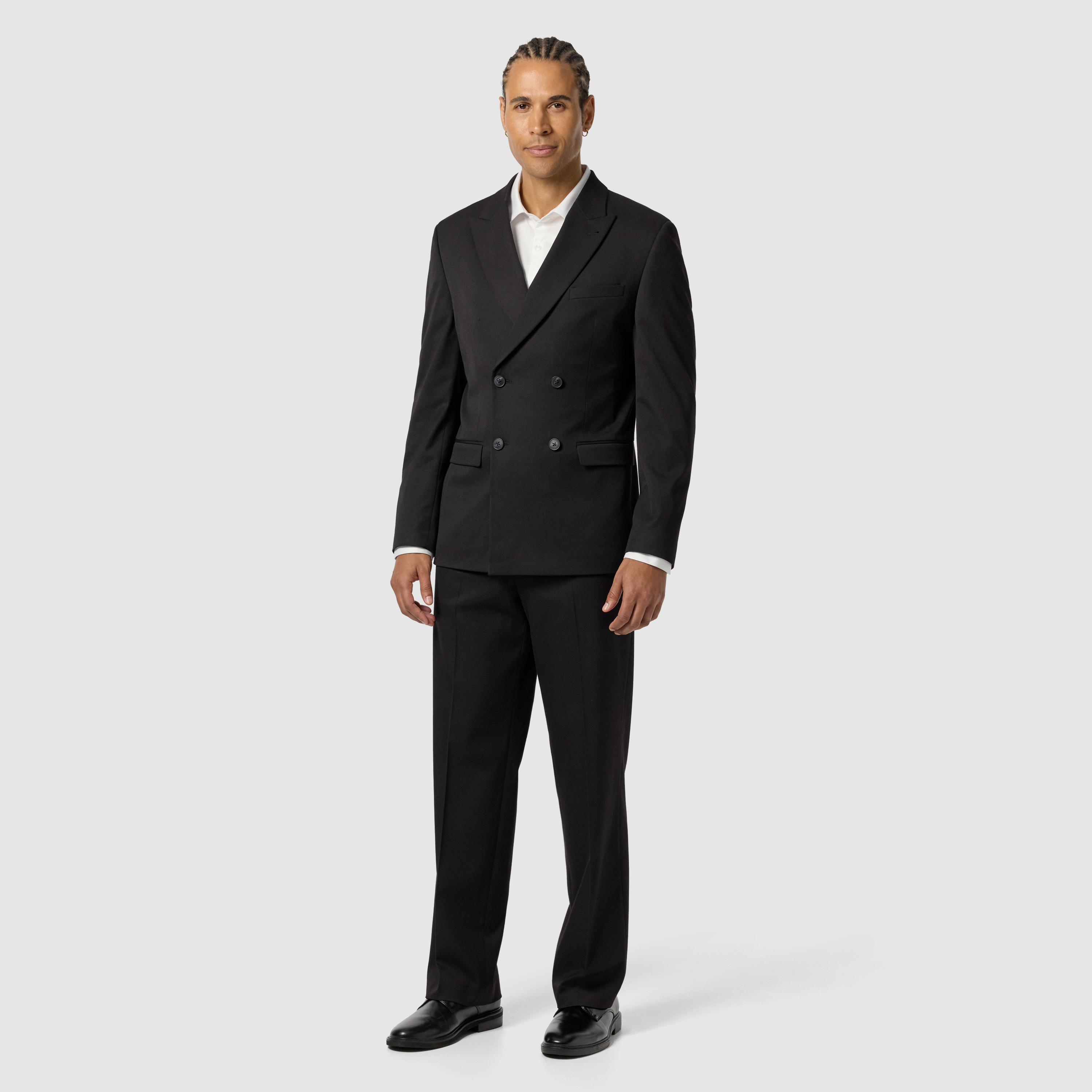 Black Diamond Double Breasted Slim Stretch Full Suit