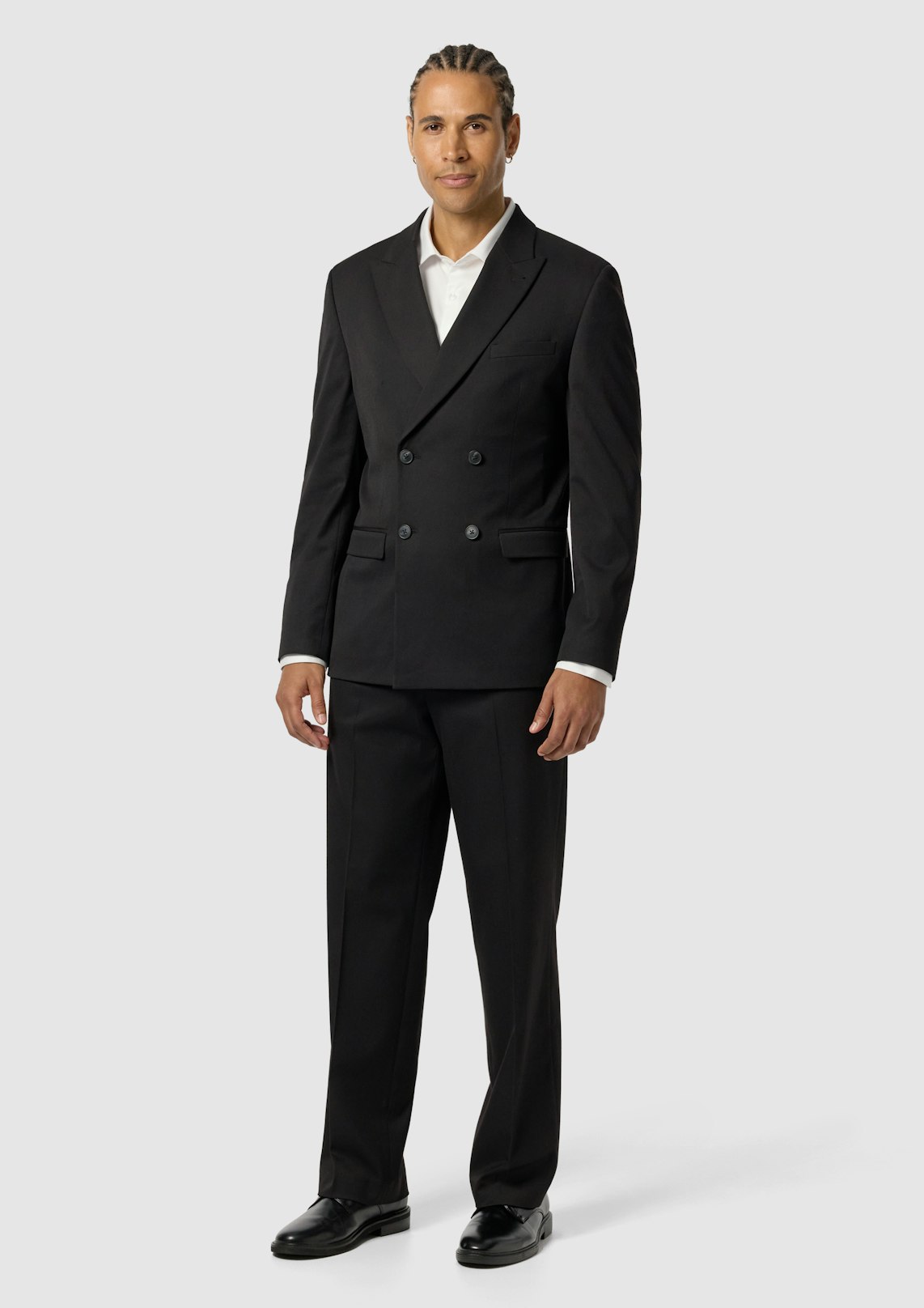 Black Diamond Double Breasted Slim Stretch Full Suit