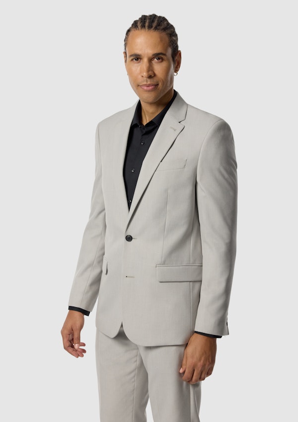 Ice Grey Elm Classic Textured Stretch Suit Jacket