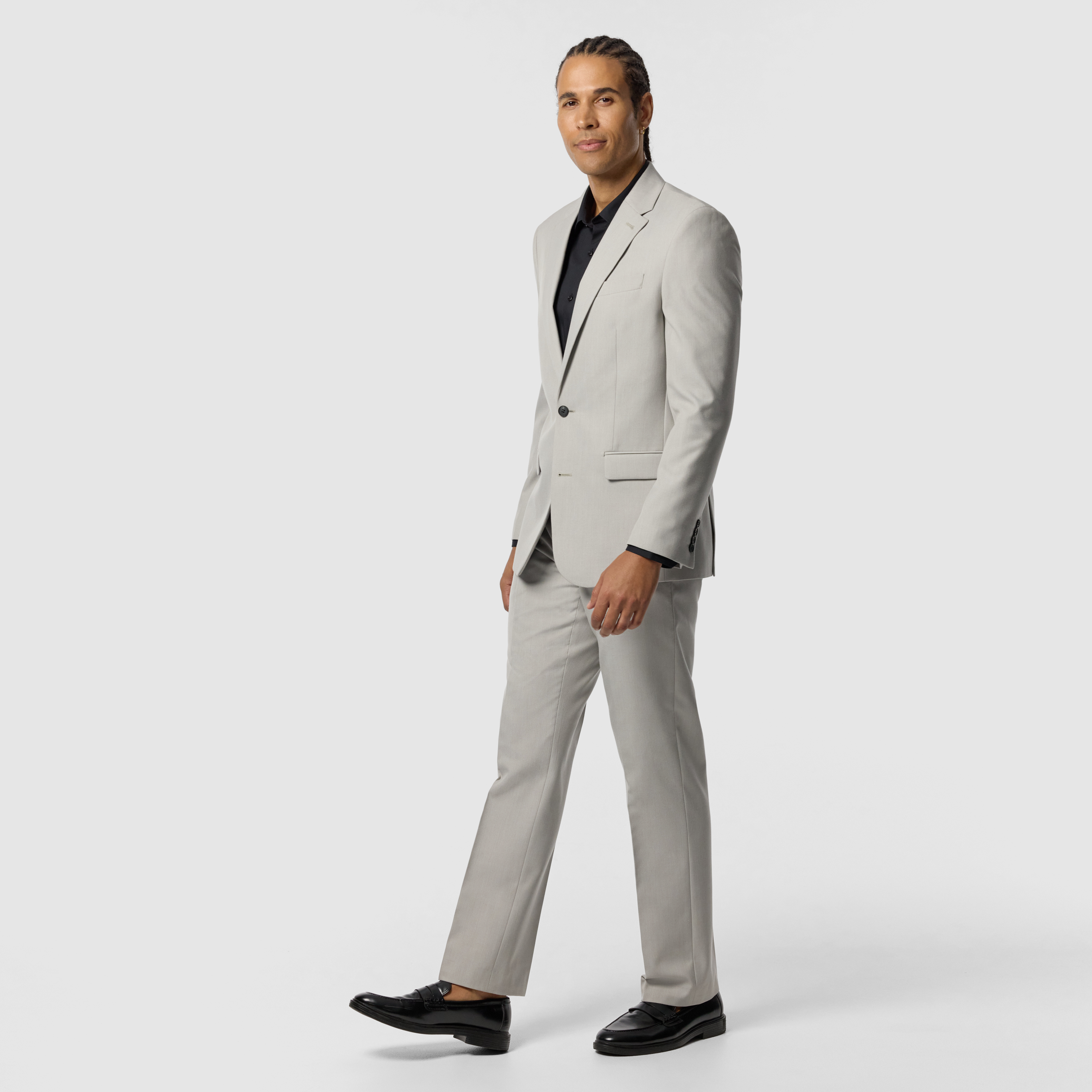  Ice Grey Elm Classic Textured Stretch Suit