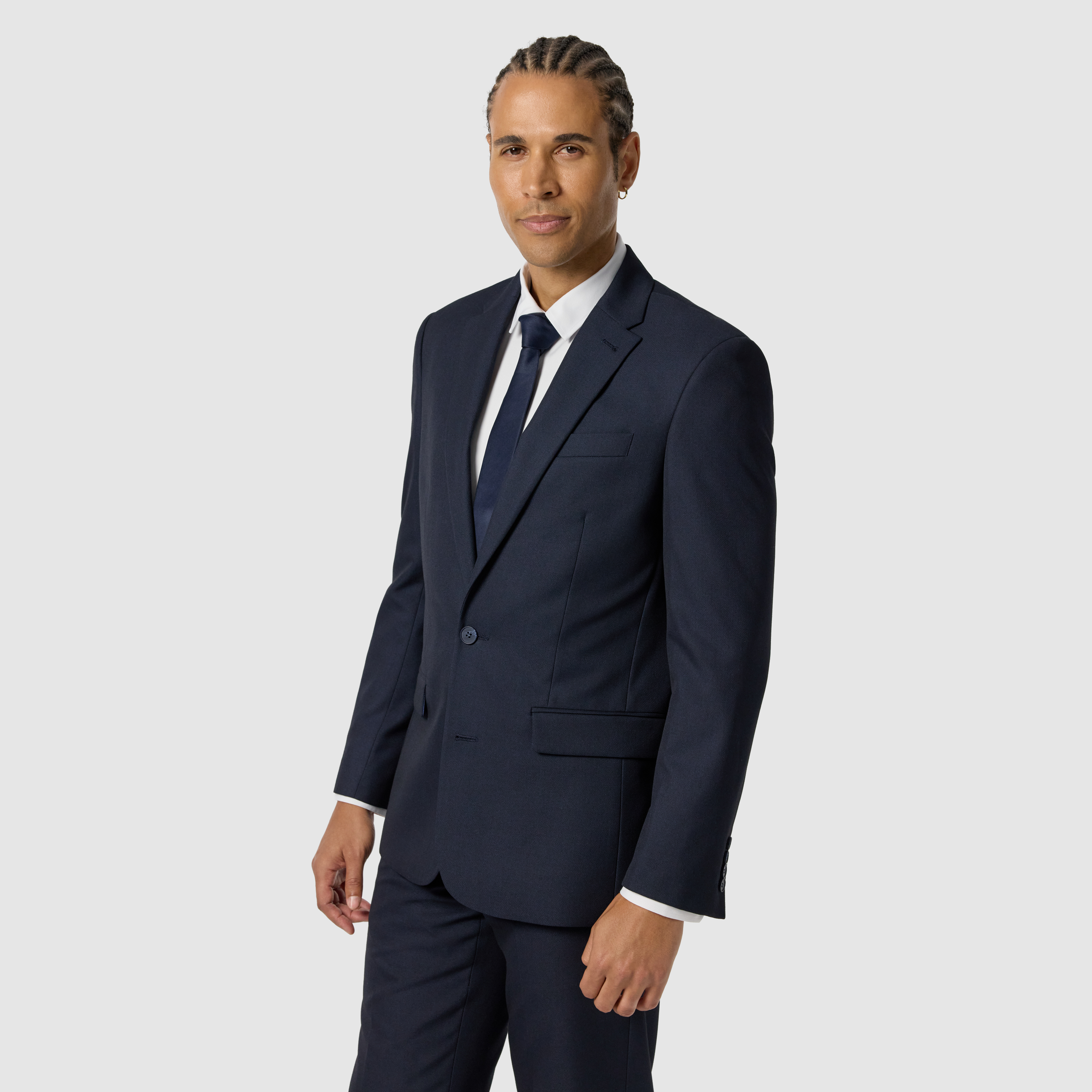 Navy Elm Classic Textured Stretch Suit Jacket