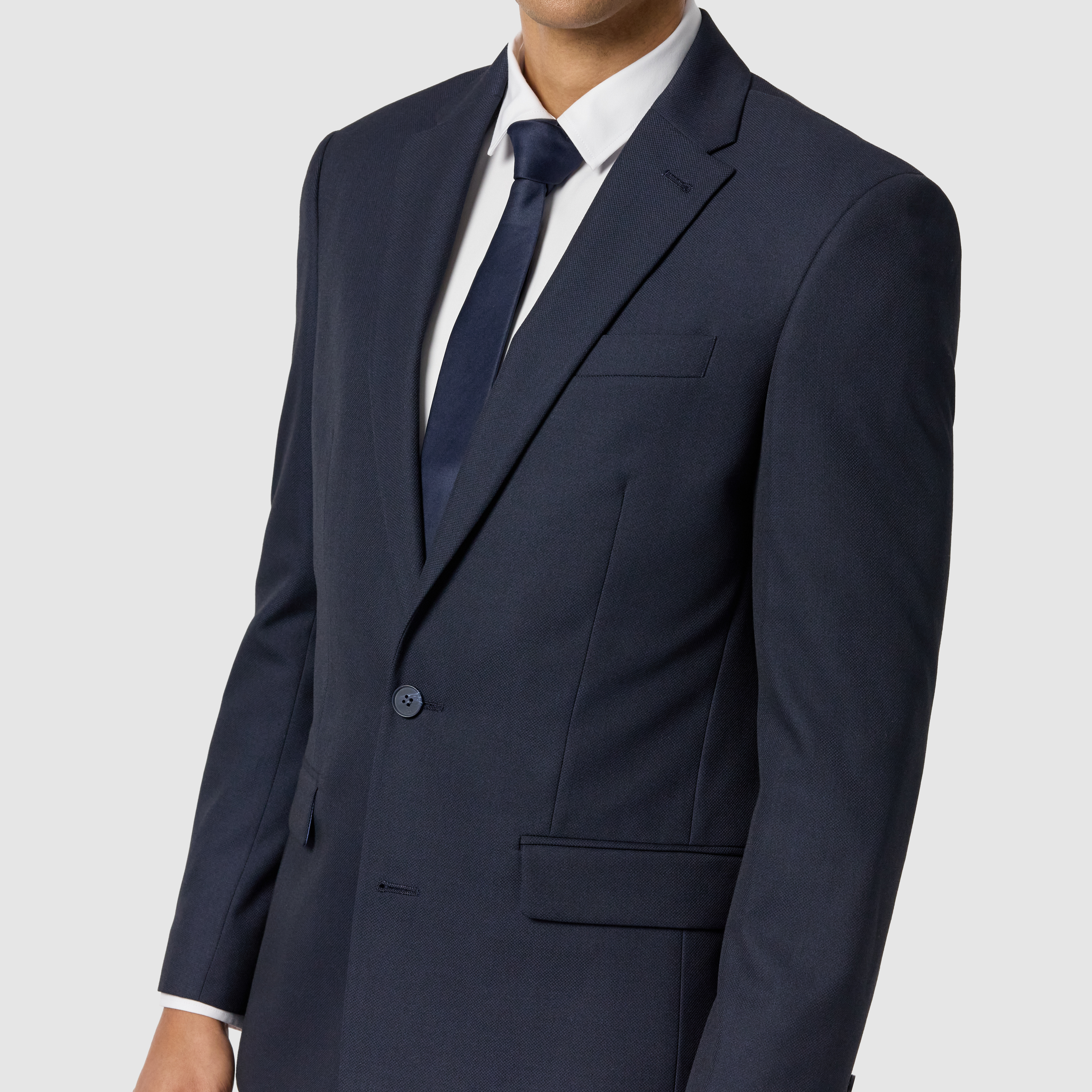 Navy Elm Classic Textured Stretch Suit Jacket